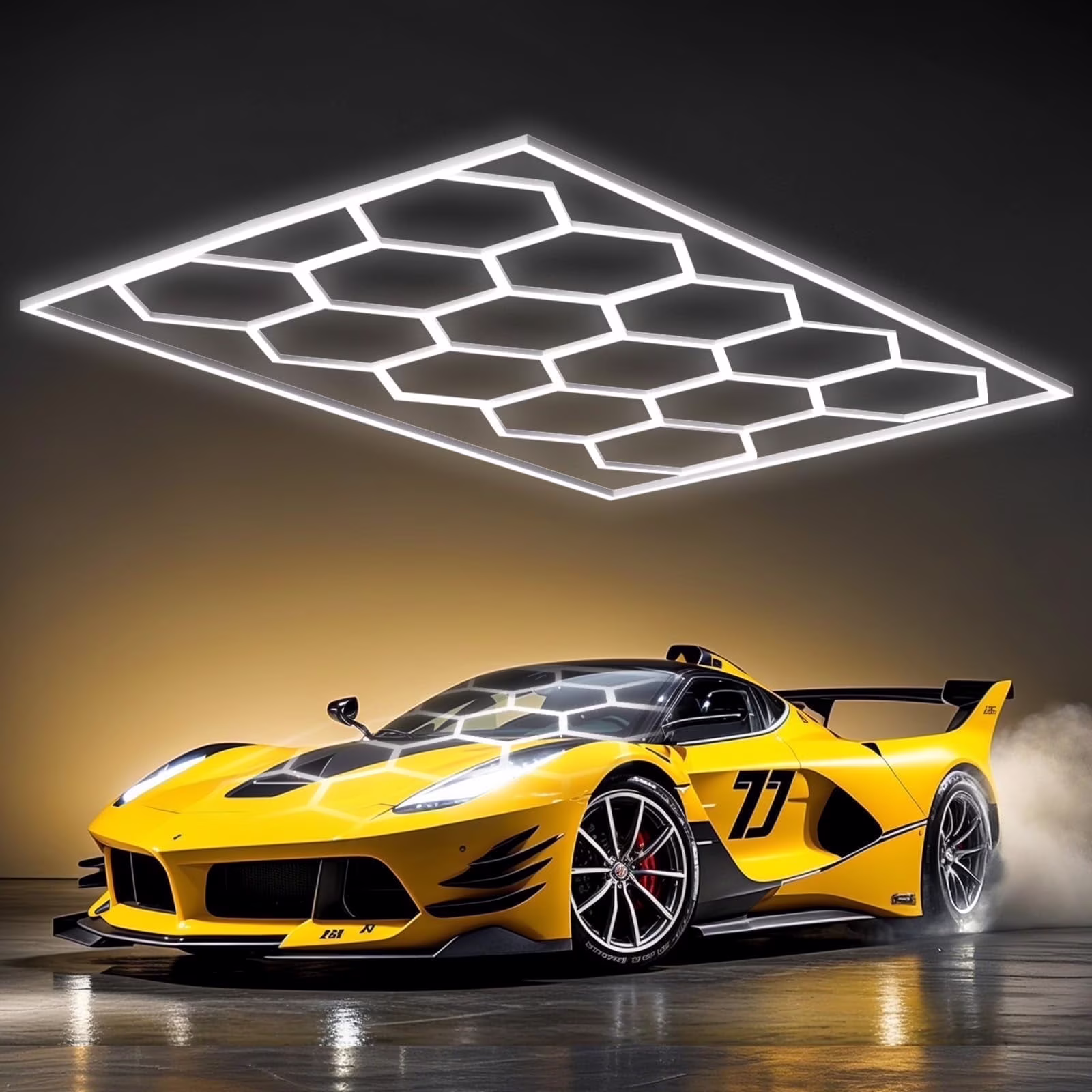 SideKing Hexagon 108000LM Super Bright 14 Hex Honeycomb LED Shop Light for Workshop, Warehouse, Gym, Basement