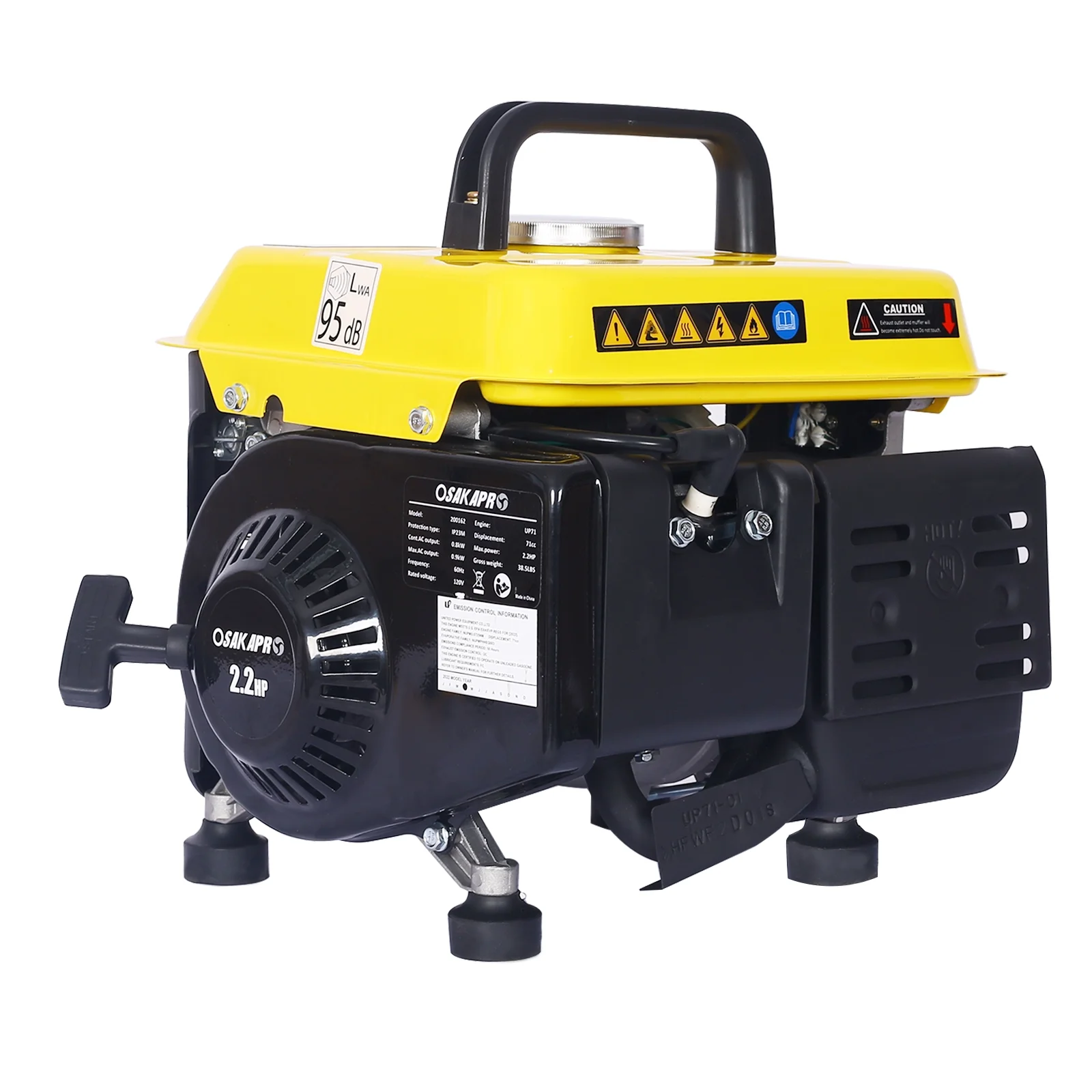 Haomei Portable Generator, Outdoor Indoor Generator Low Noise, Gas & Oil Mix Powered Generator, Generators for Home Use, Peak Power: 900 Watts