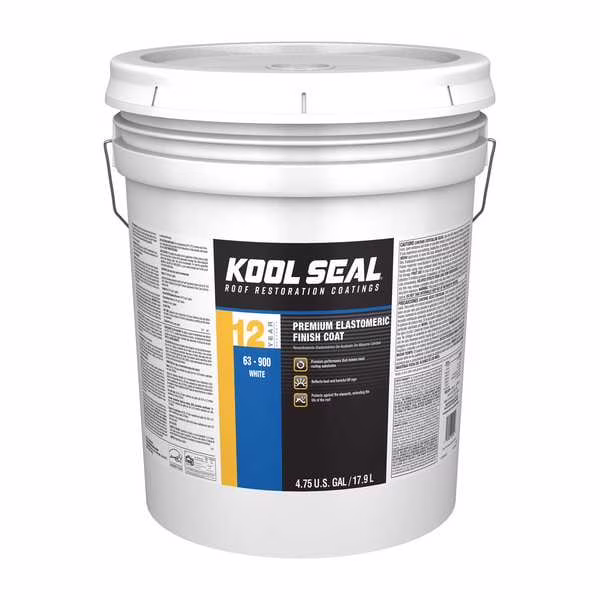 Kool Seal KS0063900-20 Elastomeric Roof Coating, 4.75 gal, Pail, White
