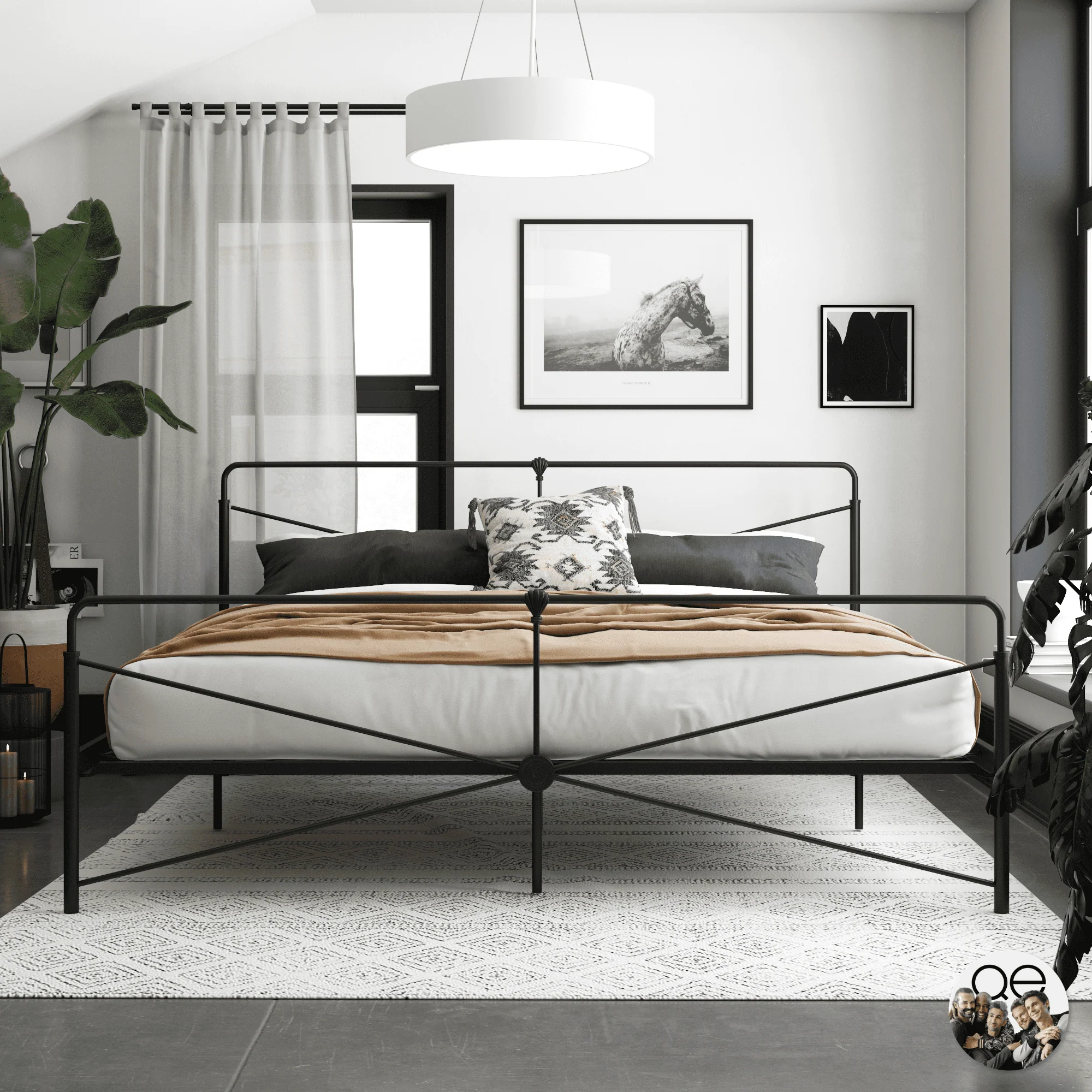 Queer Eye Bradford Metal Bed, Black, King size