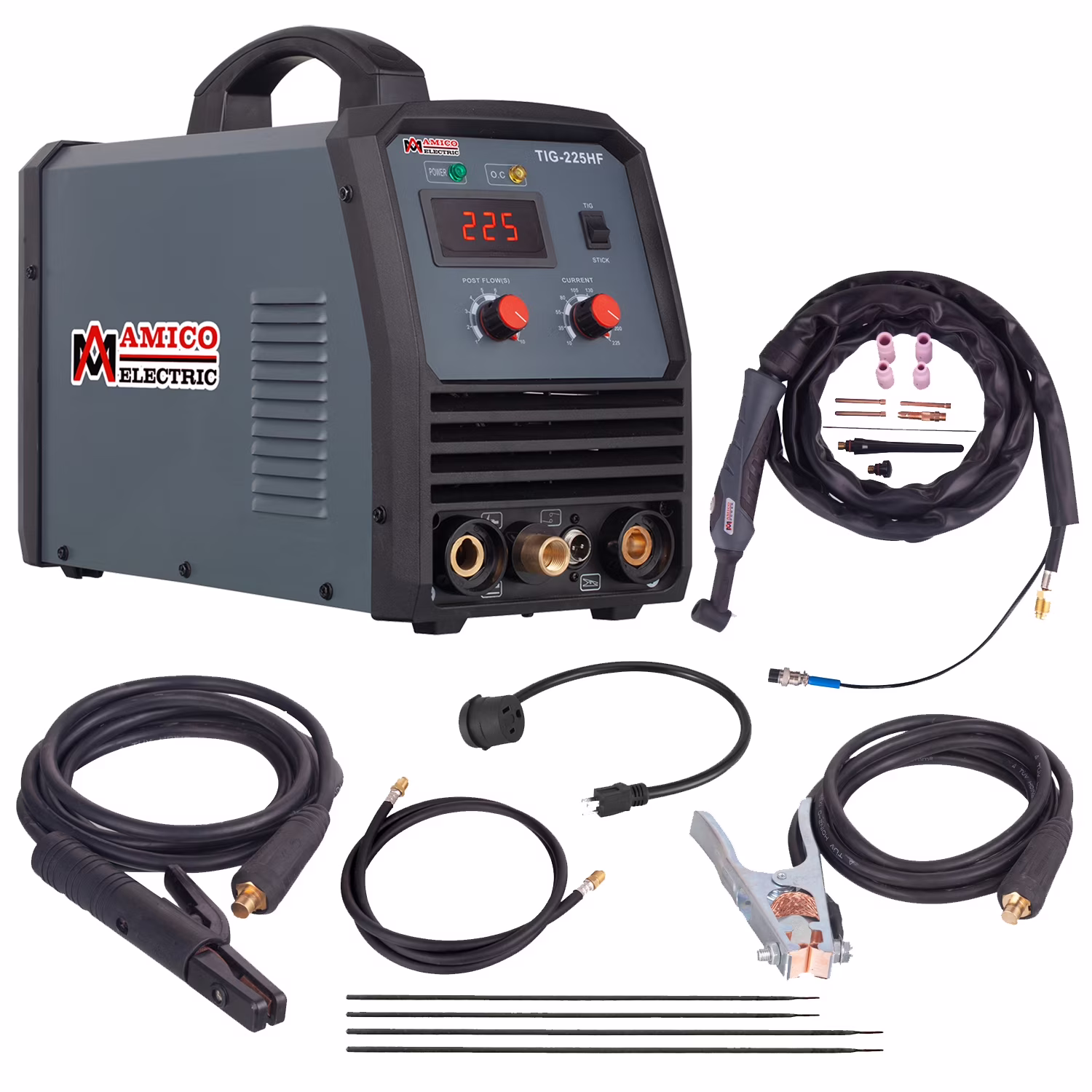AMICO POWER TIG-220DC 220 Amp TIG Torch arc Stick DC Inverter Welder 110/230-Volt Dual Voltage Welding Machine