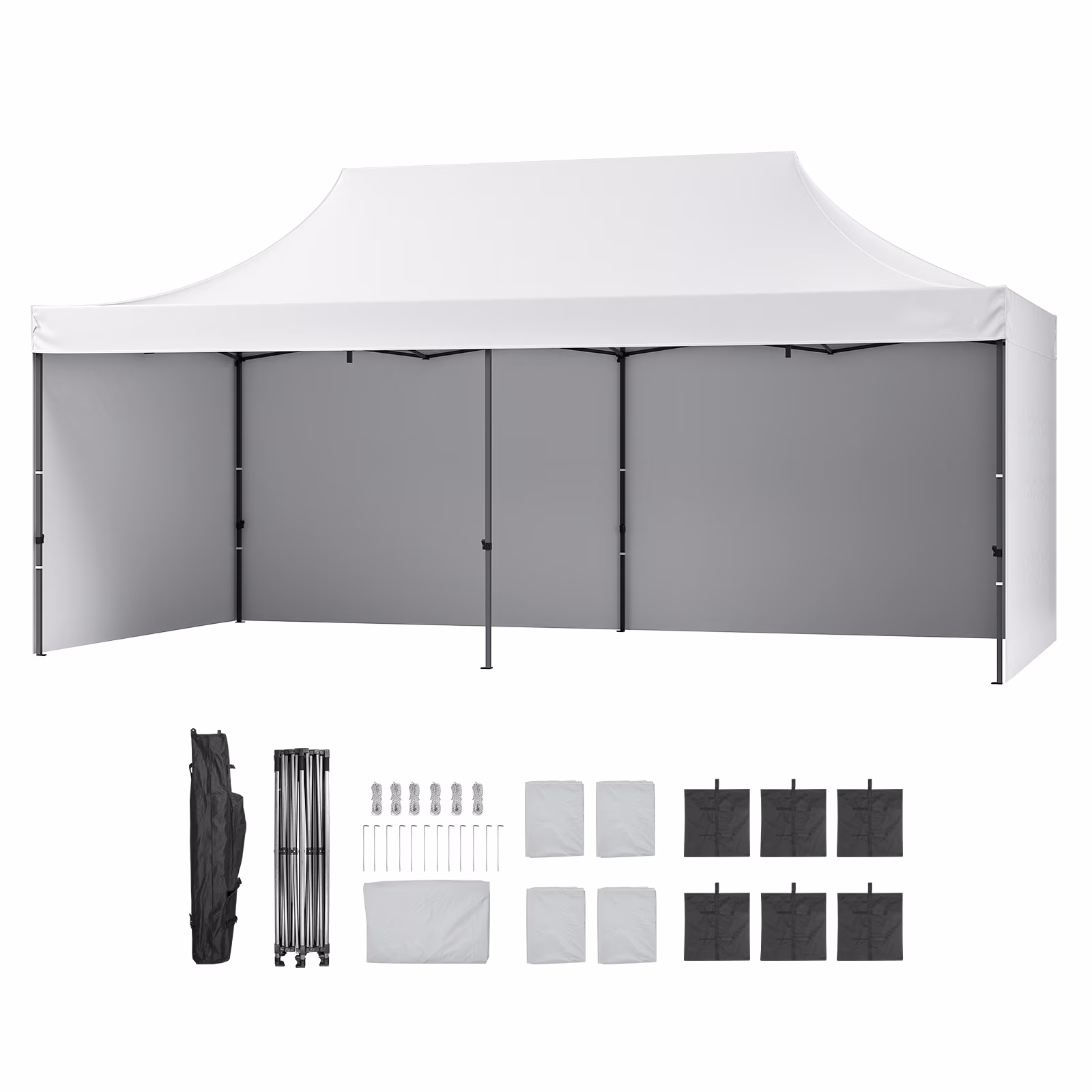 BENTISM 10x20 FT Pop up Canopy with Removable Sidewalls, Outdoor Instant Canopies Portable Gazebo & Wheeled Bag, UV Resistant Waterproof, Enclosed Canopy Tent
