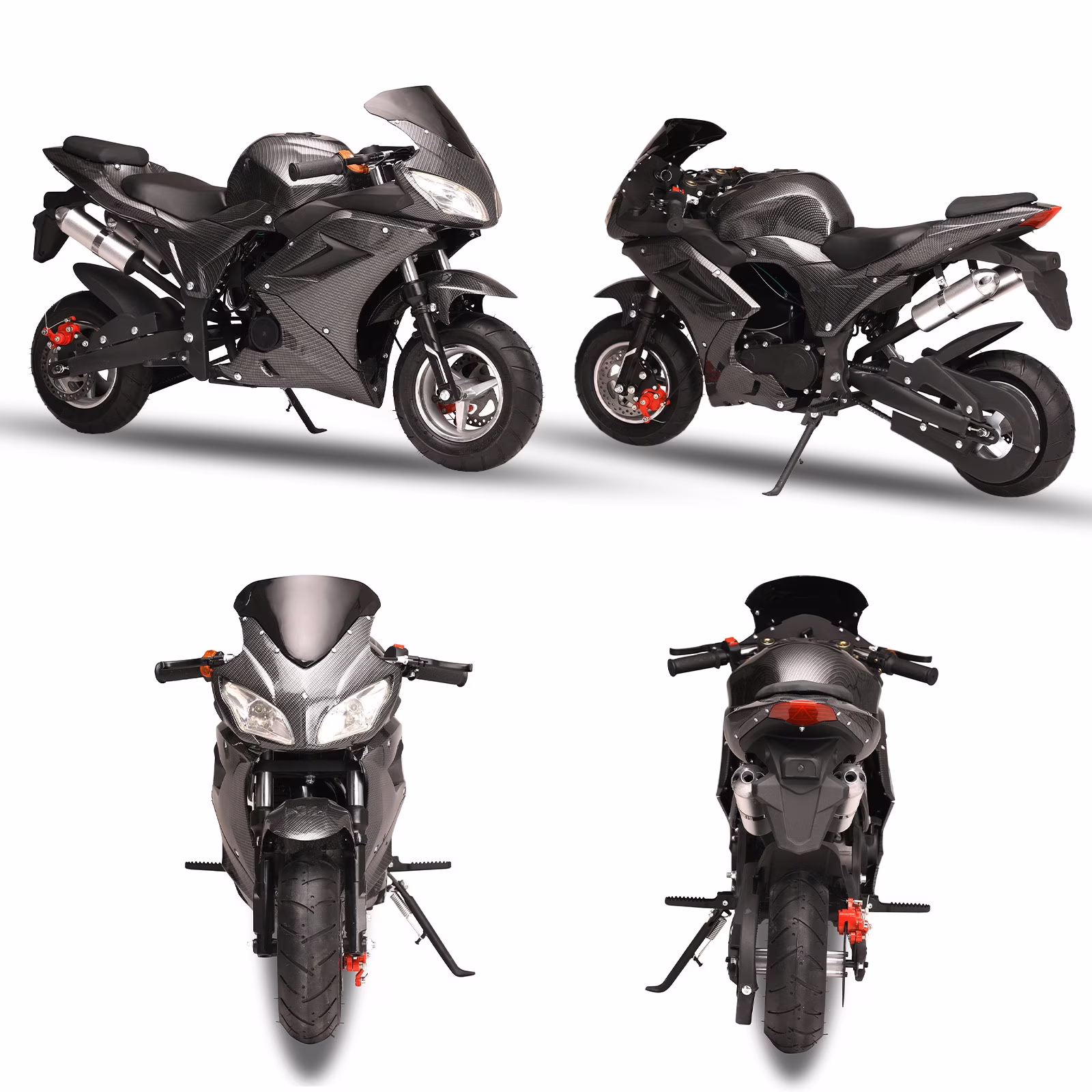 49cc 4-Stroke Pocket Bike,Mini Gas Motorbike,Off Road Trail Bike Dual Headlights Rubber Handlebar 1.8L Gas Tank Motorcycle Strong Power 440 lbs Mini Bike Motorcycle USA Warehouse (Black Plus)