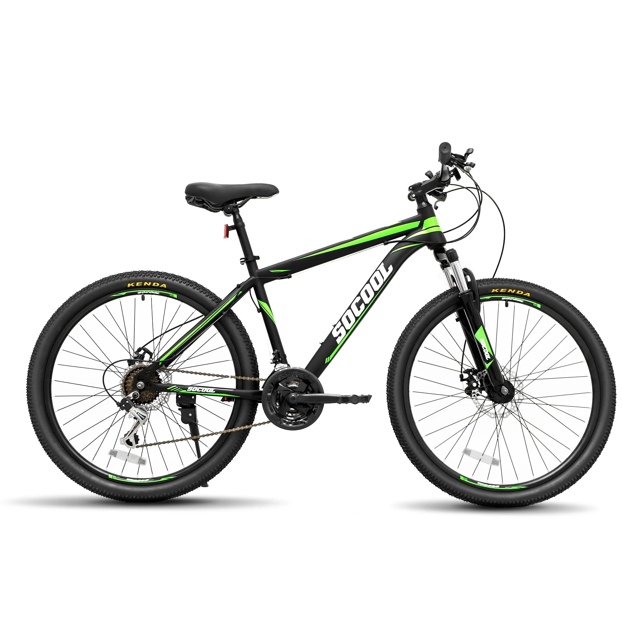 26 Inch Moutain Bike for Women and Men, 21 Speed Cycling, Dual Disc Brake City Road Bicycle for Adults and Teens, Carbon Steel with Suspension Fork MTB Bikes (Black and White)