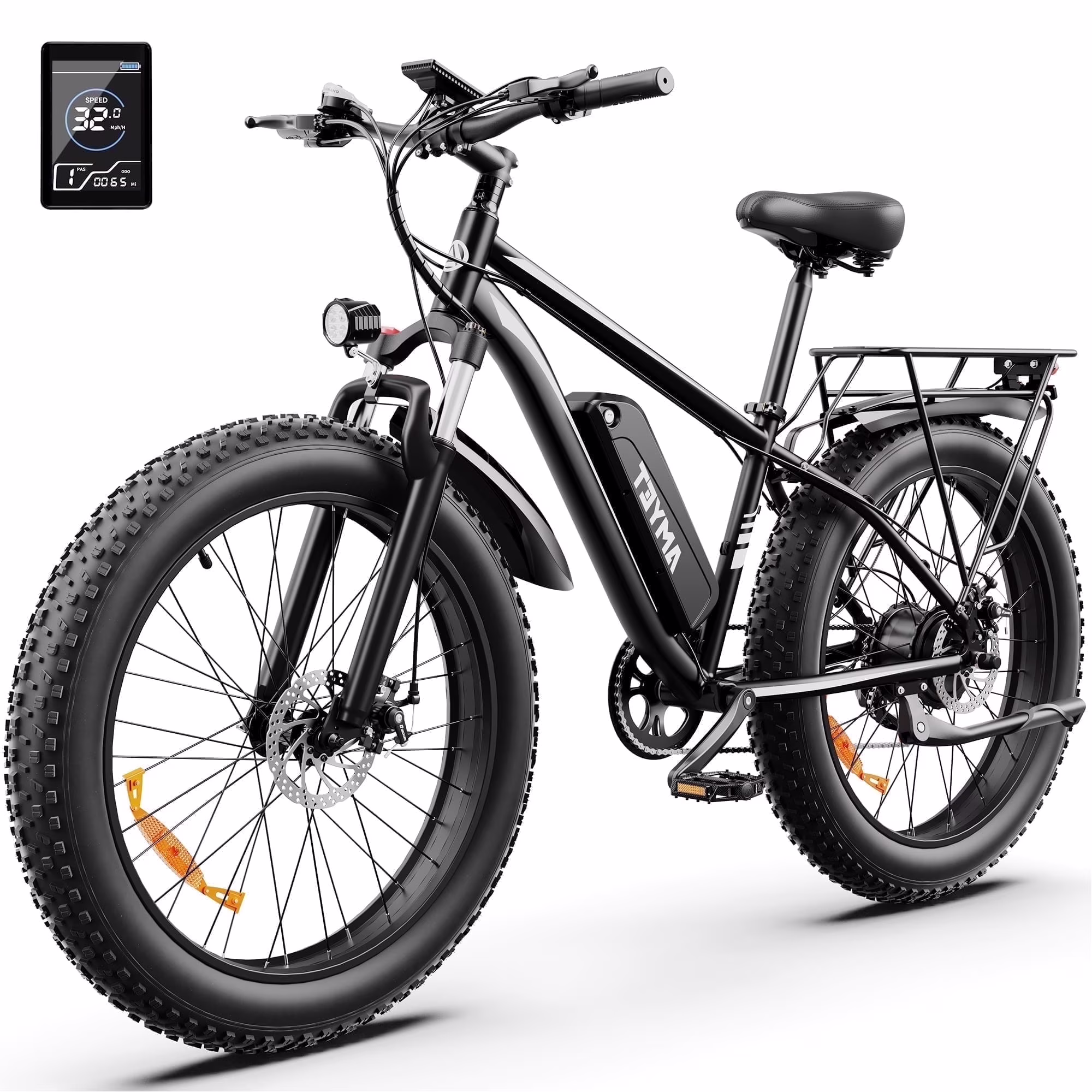 AMYET EB26 Electric Bike for Adults, 26*4.0 Fat Tire E-Mountain Bicycle,Peak 1500W Motor 48V 15Ah 7-Speed Ebike UL2849