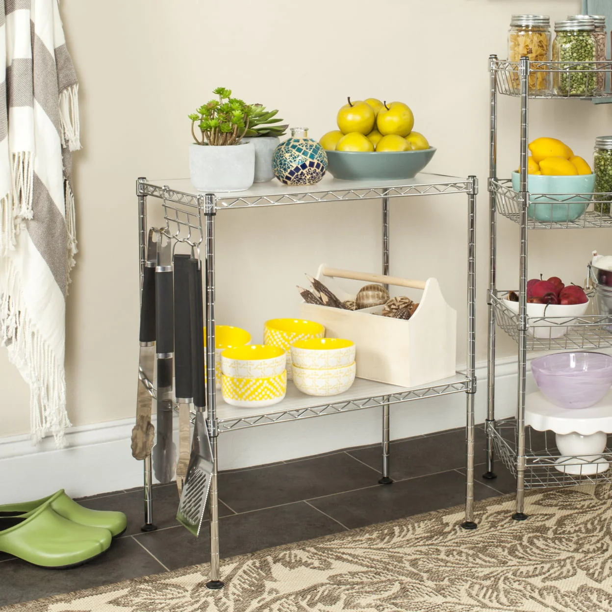 SAFAVIEH Lucien 2-Tier Chrome Wire Microwave Rack Chrome