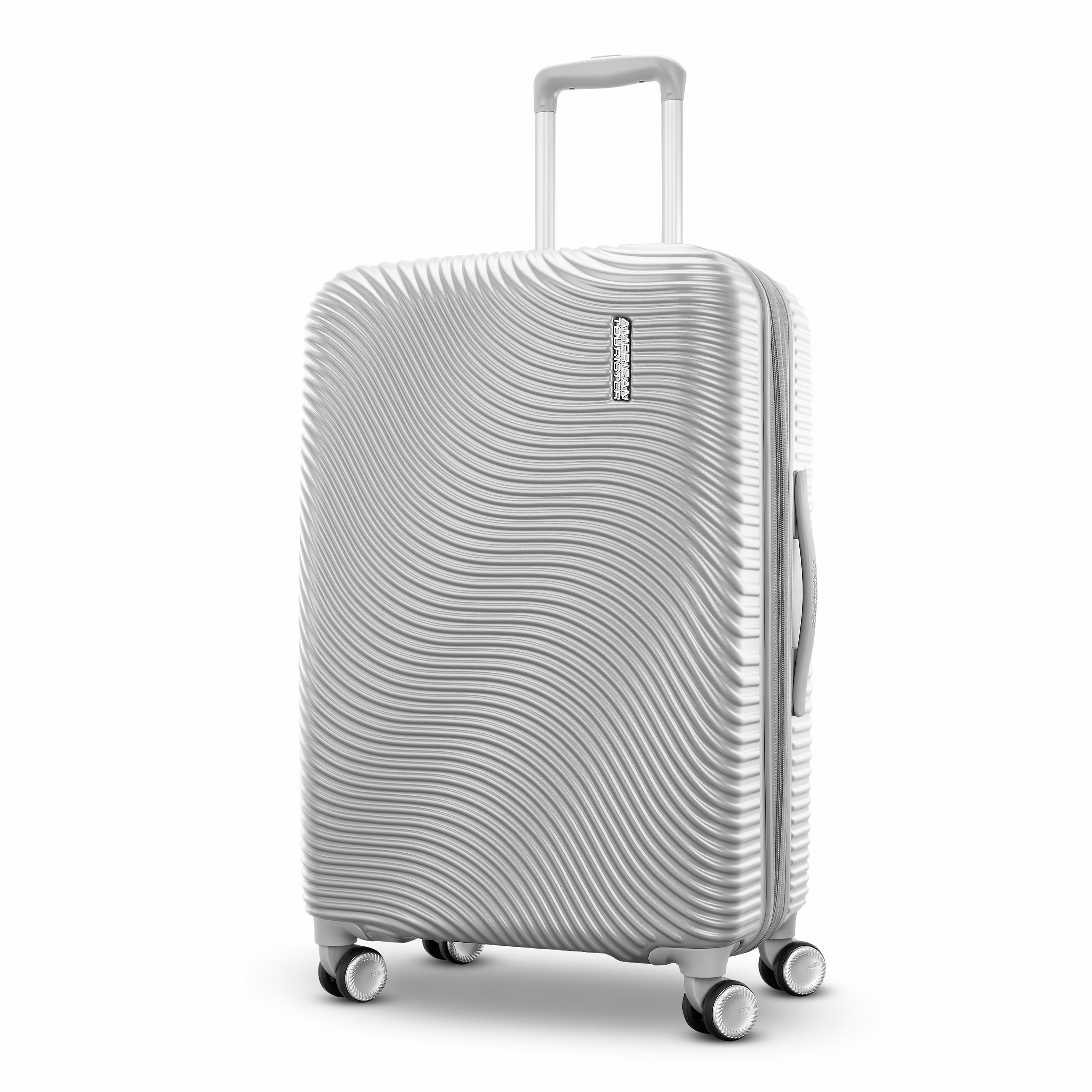 American Tourister Color Waves Medium Checked Suitcase with Spinner Wheels - Silver