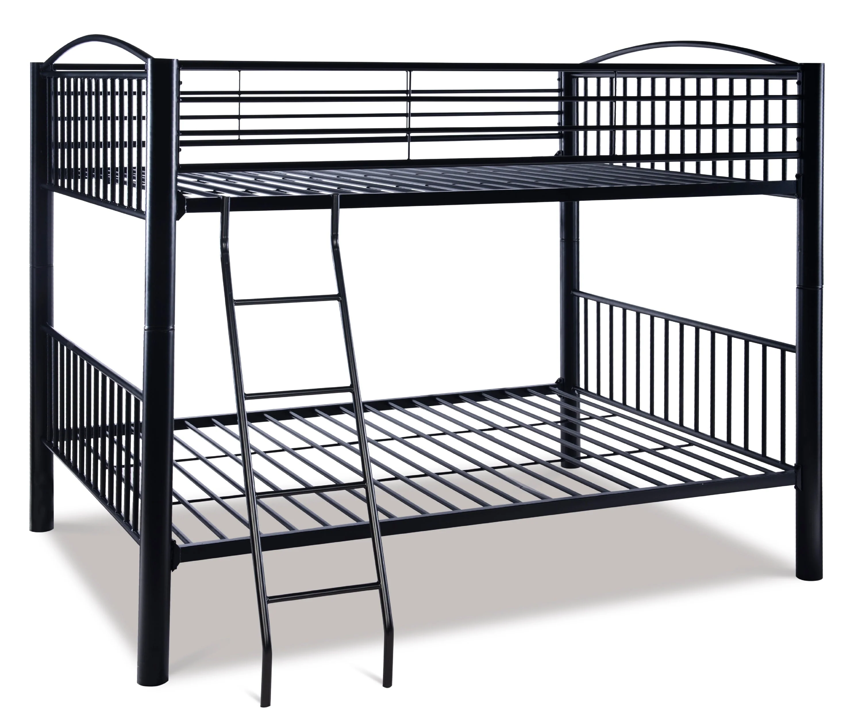 Kalmia Heavy Metal Full Over Full Convertible Bunk Bed with Built-In Ladder, Black