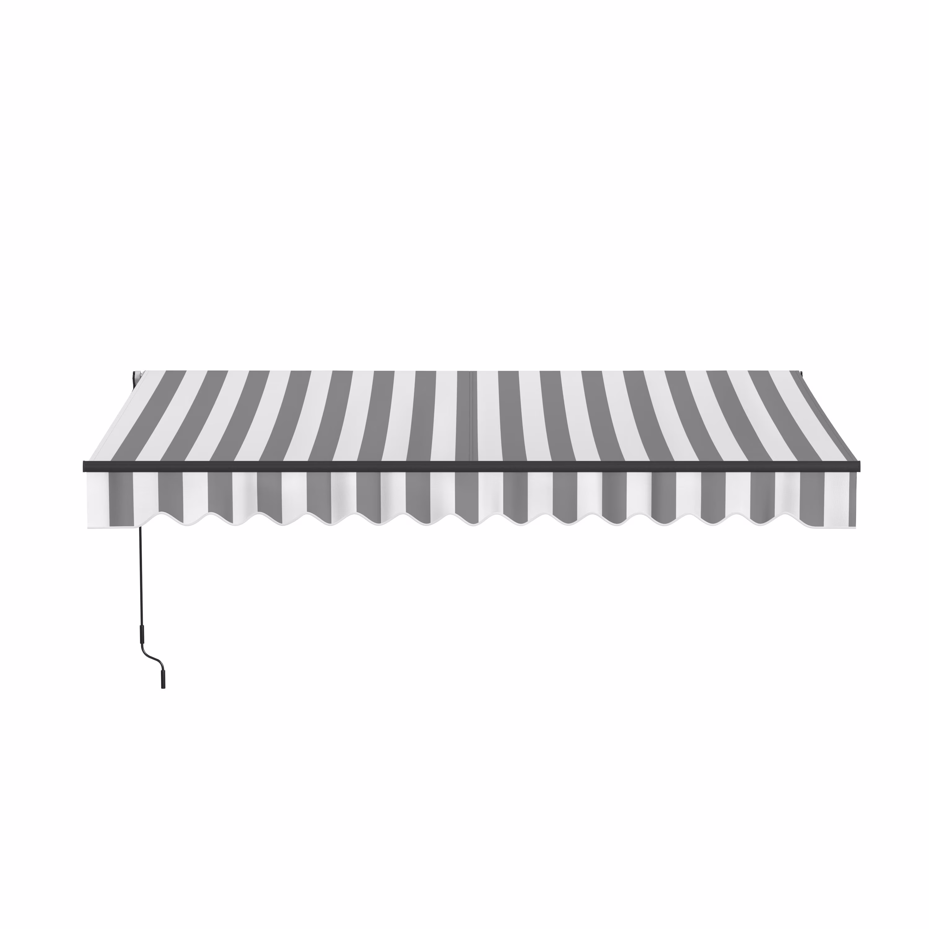 ALEKO 13' x 10' Manual Retractable Grey White Stripes Patio Awning Sunshade