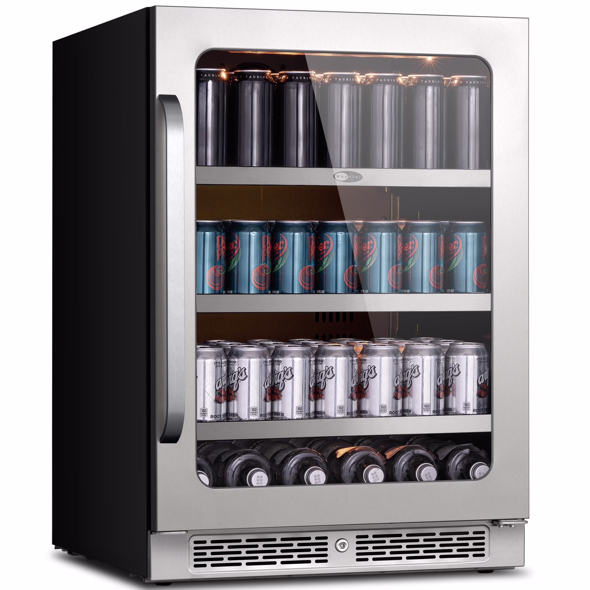 Whynter 24'' Beverage Refrigerator Cooler, 140 Cans Beverage Fridge, Built in or Freestanding Beverage Center with Stainless Steel Door