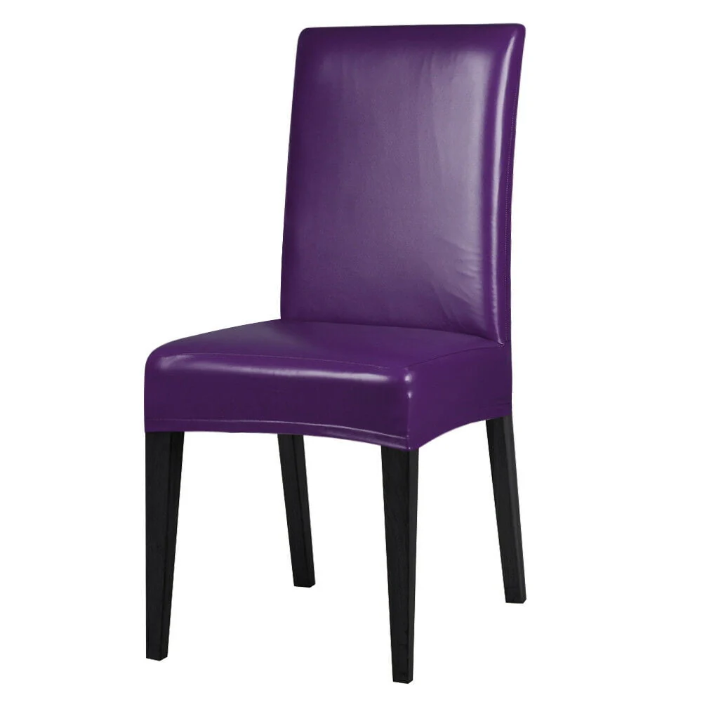 ANMINY PU Faux Leather Short Dining Room Chair Seat Cover Slipcovers,Wedding Party Banquet Decoration