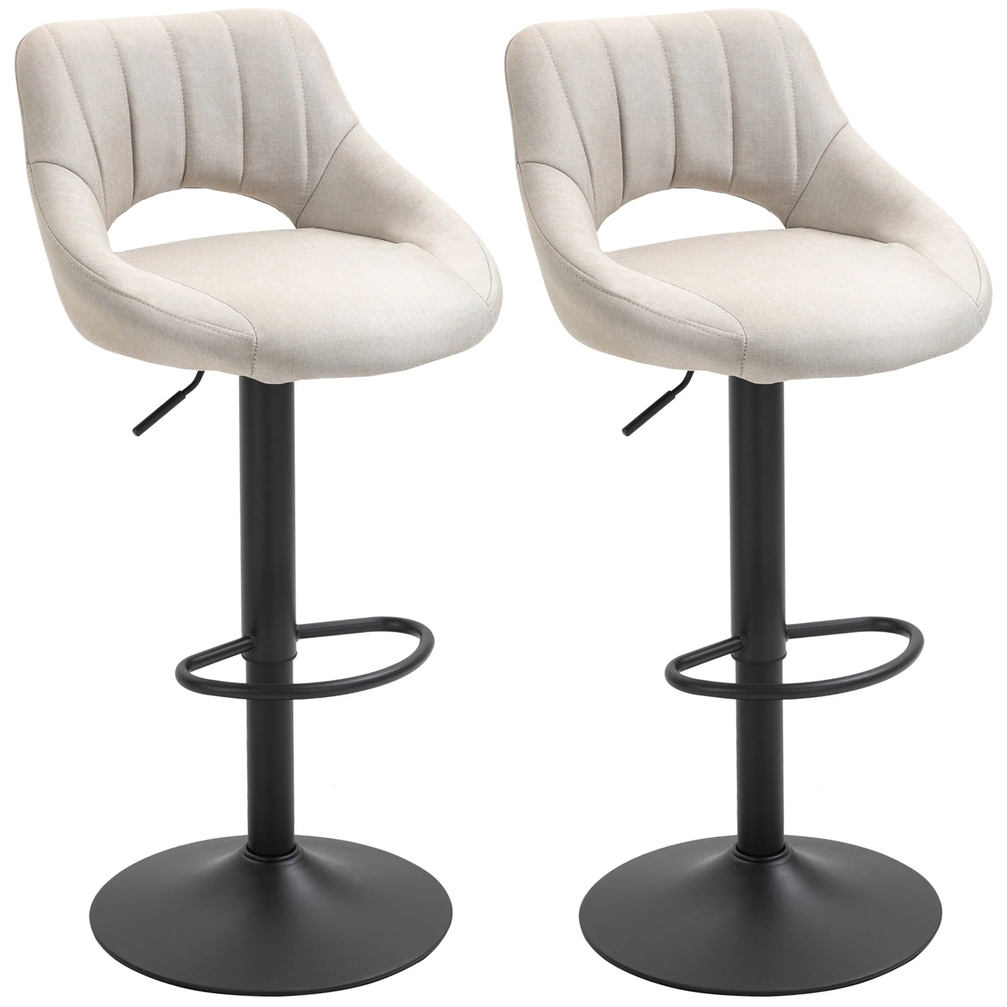 HomCom Bar Stool with Adjustable Height & 360-Degree Swivel, White, Set of 2