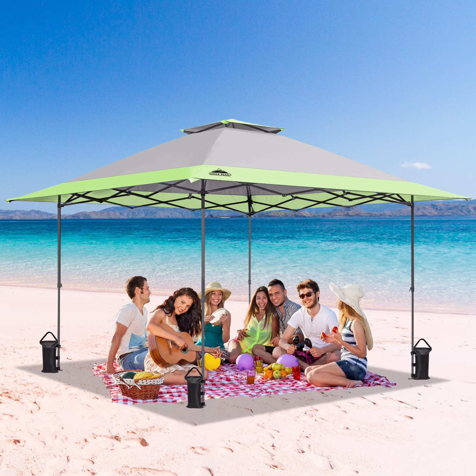EAGLE PEAK 13 x 13 ft Pop-up Outdoor Canopy Auto Extending Eaves (169 Sqft of Shade) Gray