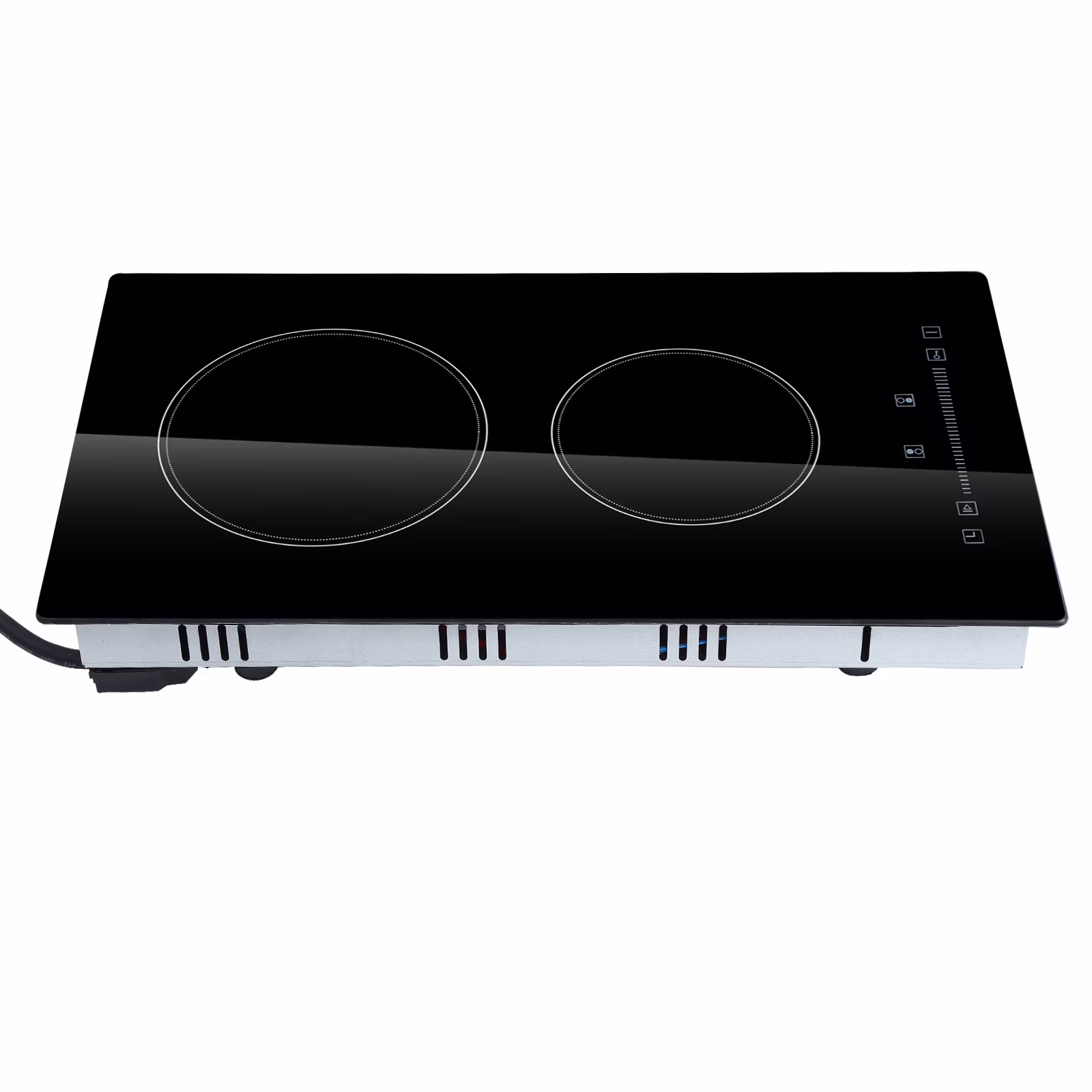 KFFKFF Integrated Electric Cooking Surface, Dimensions 20 x 11.6 inches, Dual Heating Elements, 240V Glass-based Heat Conductor with Sensitive Touch Commands, Inclusive of Timer & Safety Lock for Kid