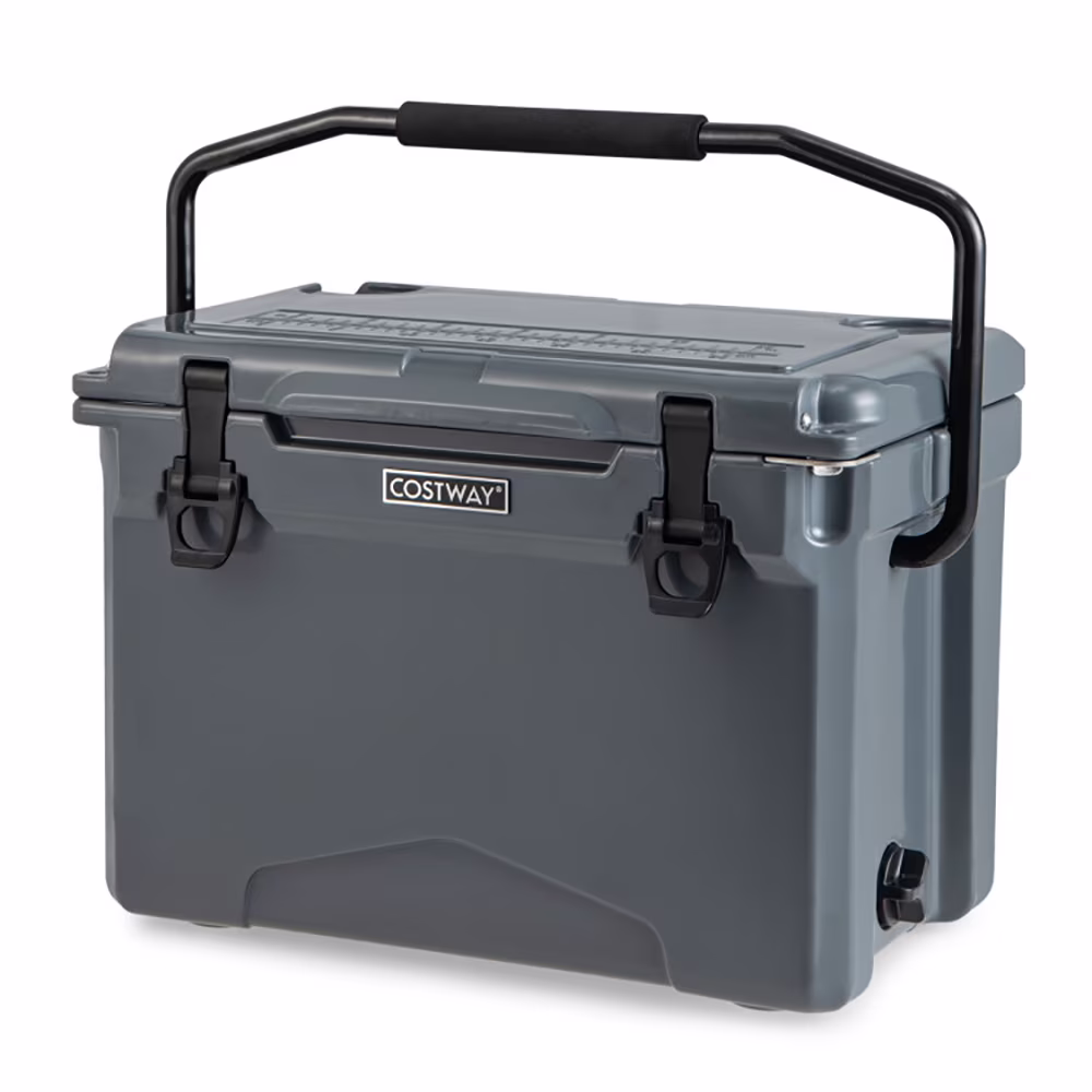 Resenkos 25 QT Hard Cooler with Aluminum Handle and Integrated Cup Holders-Gray