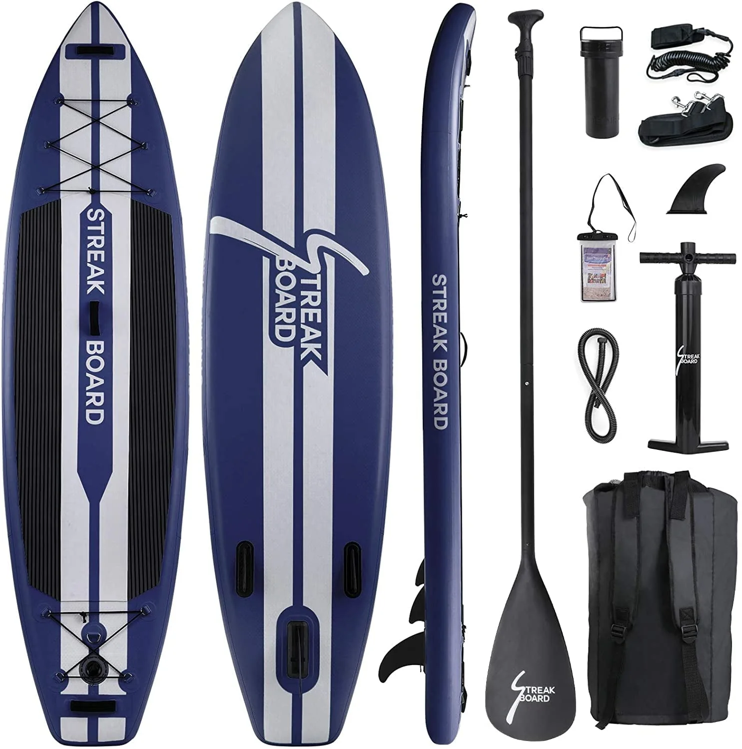 streakboard 11FT Inflatable Stand Up Paddle Board SUP Surfing Boards No Slip Deck, 6'' Thick with Backpack