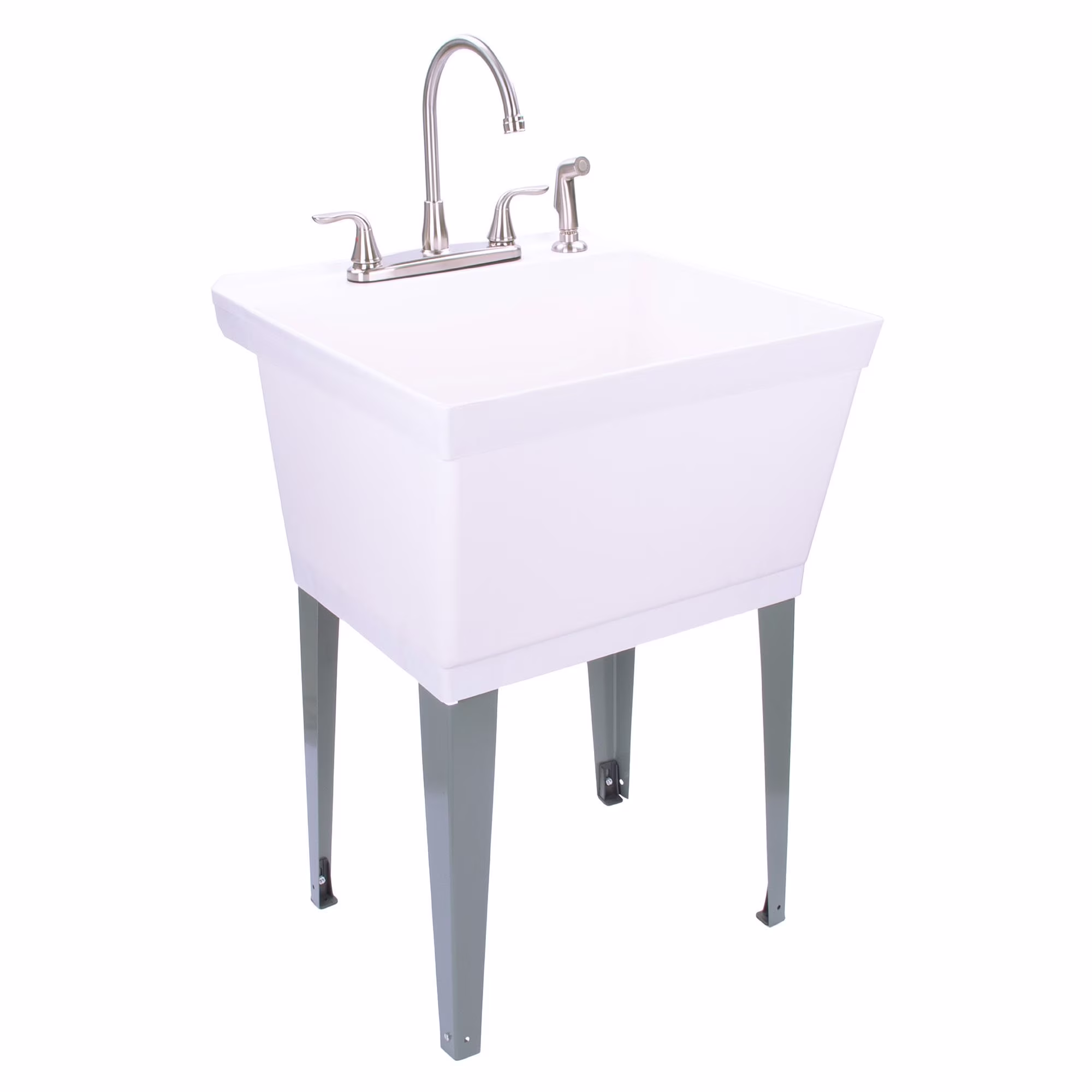 Tehila 19 Gallon Utility Sink with Stainless Steel High Rise Kitchen Faucet 6501
