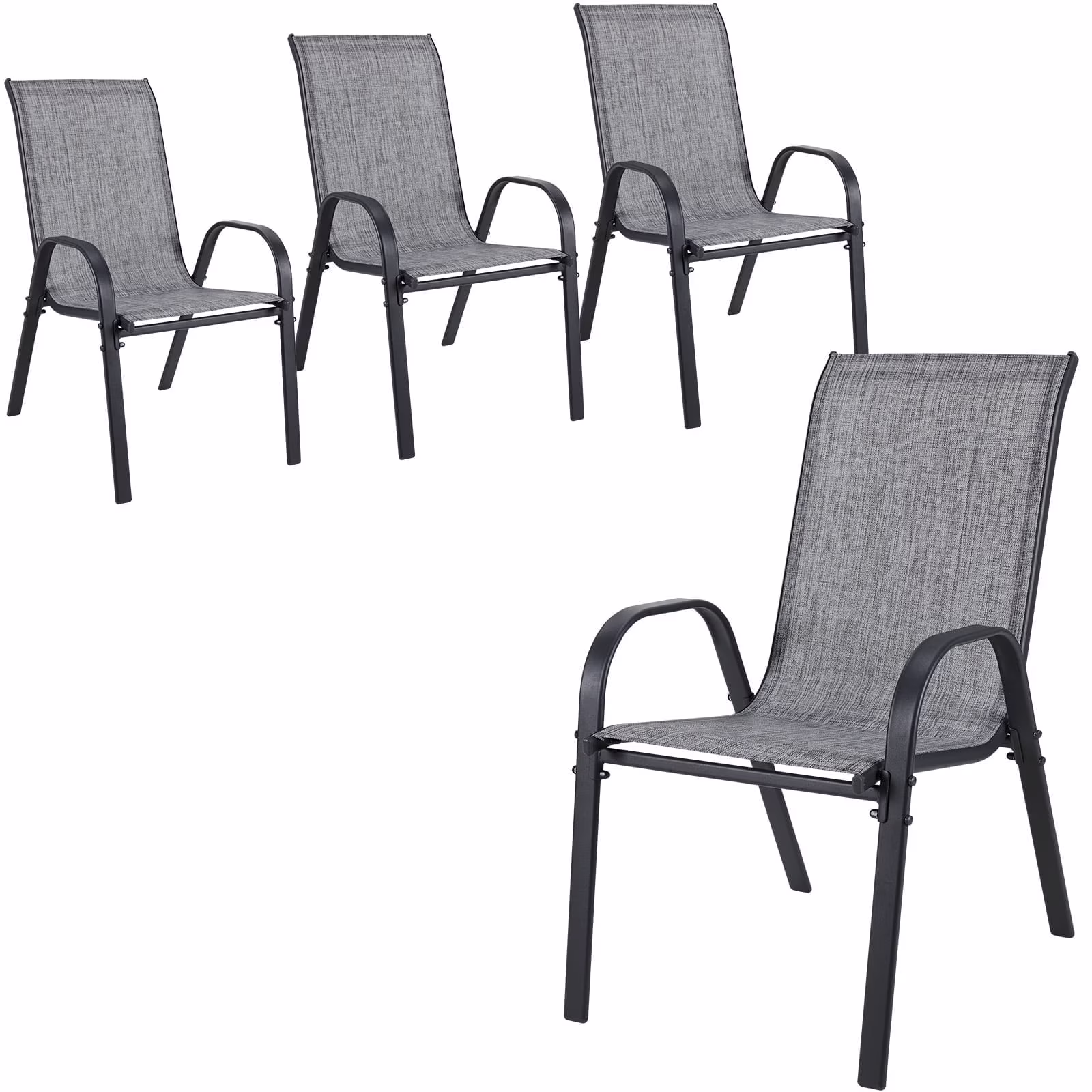 Pirecart Set of 4 Patio Dining Chairs, Textilene Outdoor Stacking Chairs for Poolside, Backyard, Garden