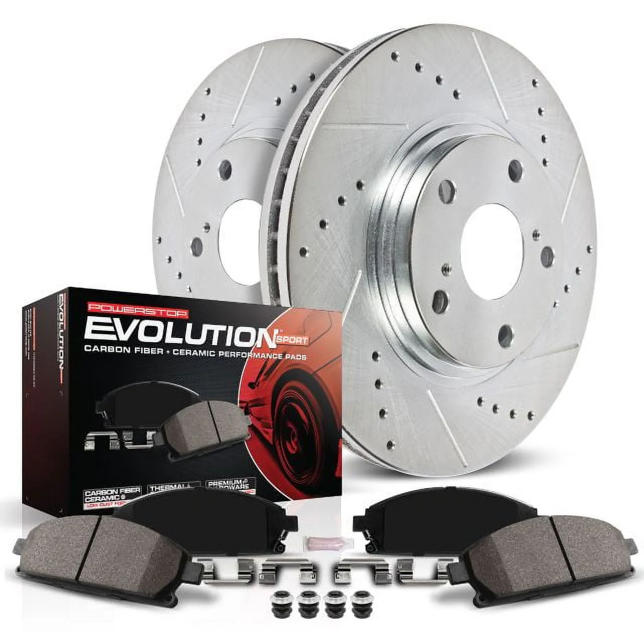 Power Stop Rear Ceramic Brake Pad and Drilled and Slotted Rotor Kit K6969