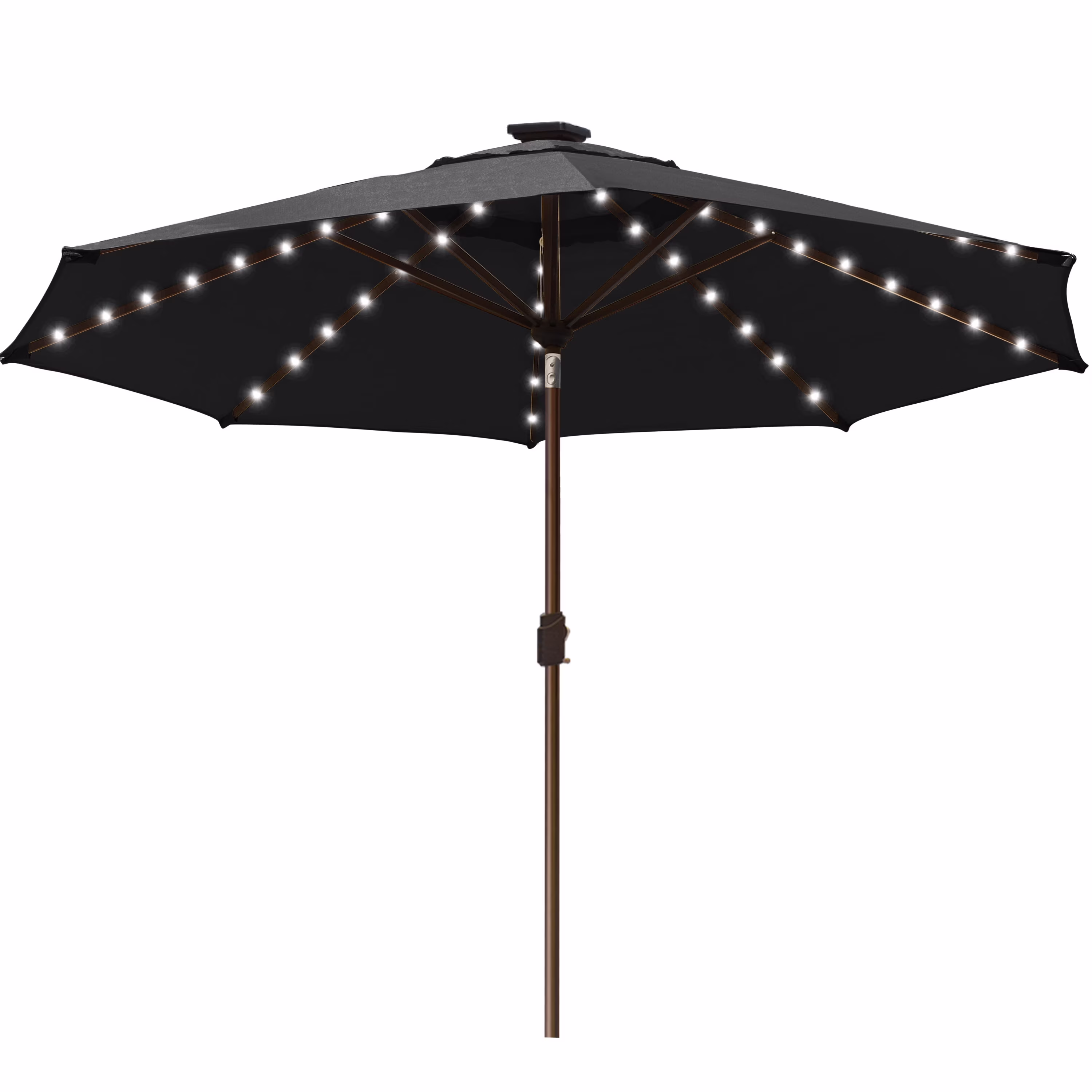 EliteShade Sunbrella Solar Umbrellas 9ft Market Umbrella with 80 LED Lights Patio Umbrellas Outdoor Table Umbrella with Ventilation and 5 Years Non-Fading Top,Coal
