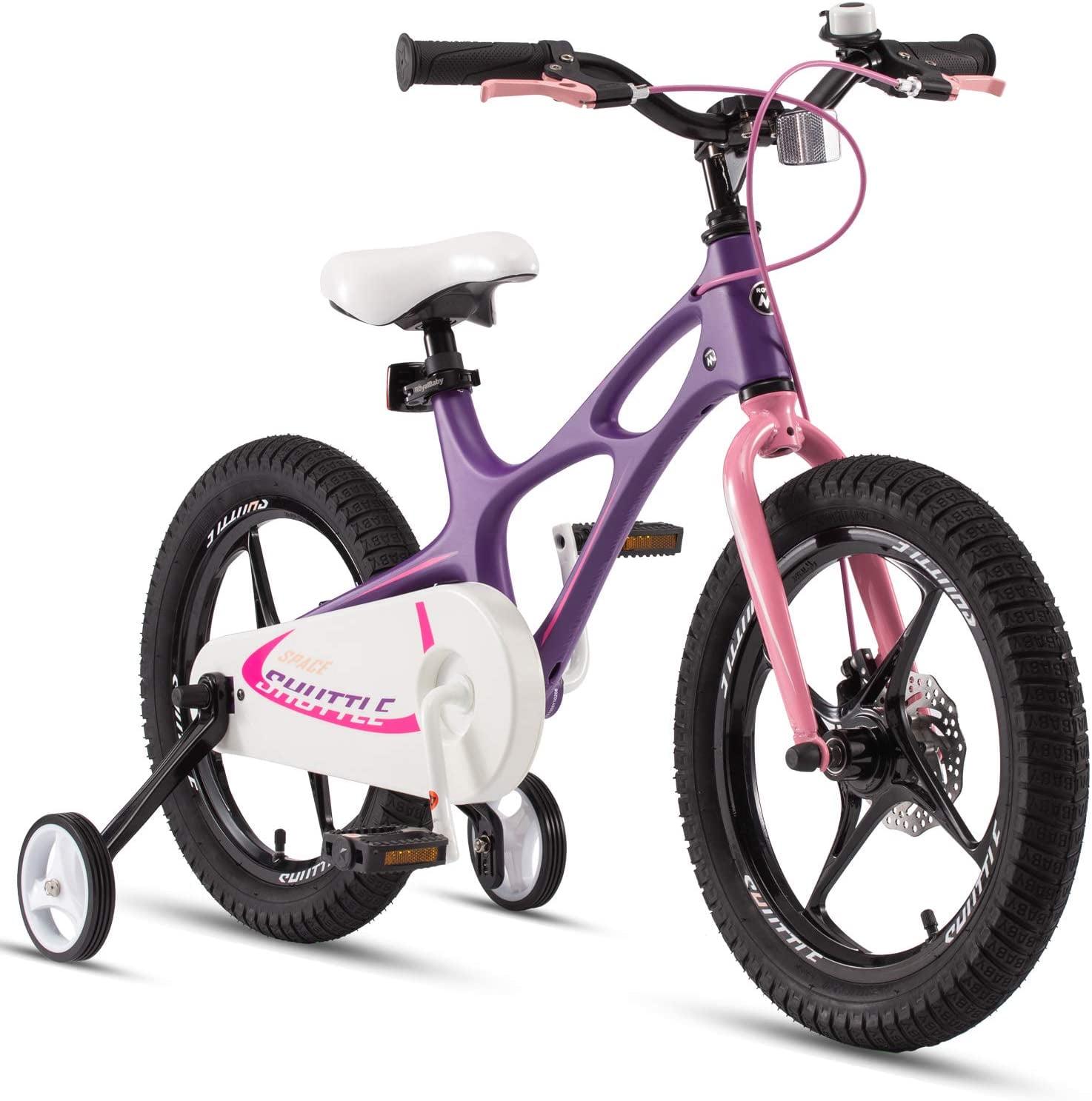 RoyalBaby Space Shuttle 14″ Mg Alloy Kids Bike w/Training Wheels. Purple