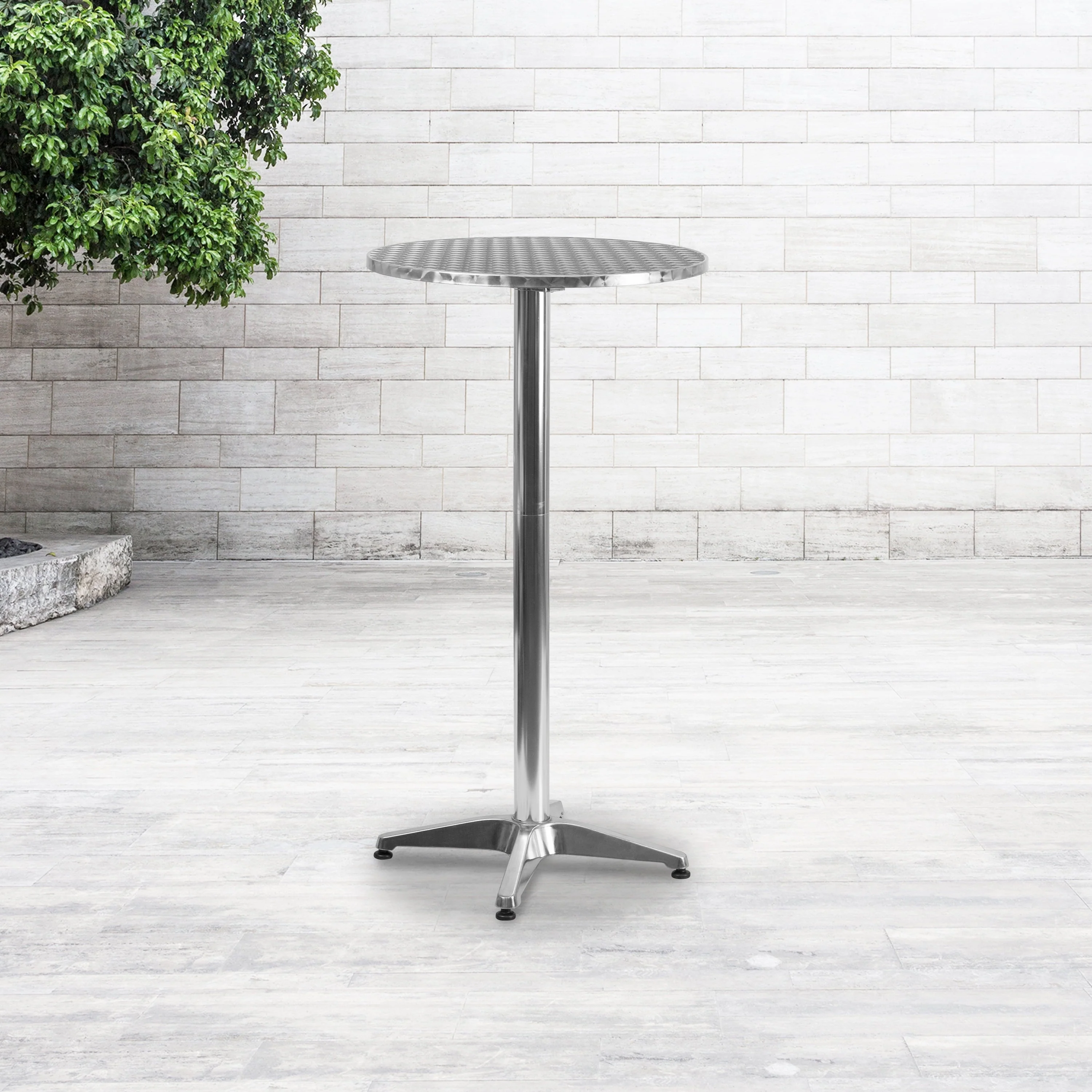 Emma + Oliver 23.25" Round Aluminum Indoor-Outdoor Bar Height Table with Flip-Up Table