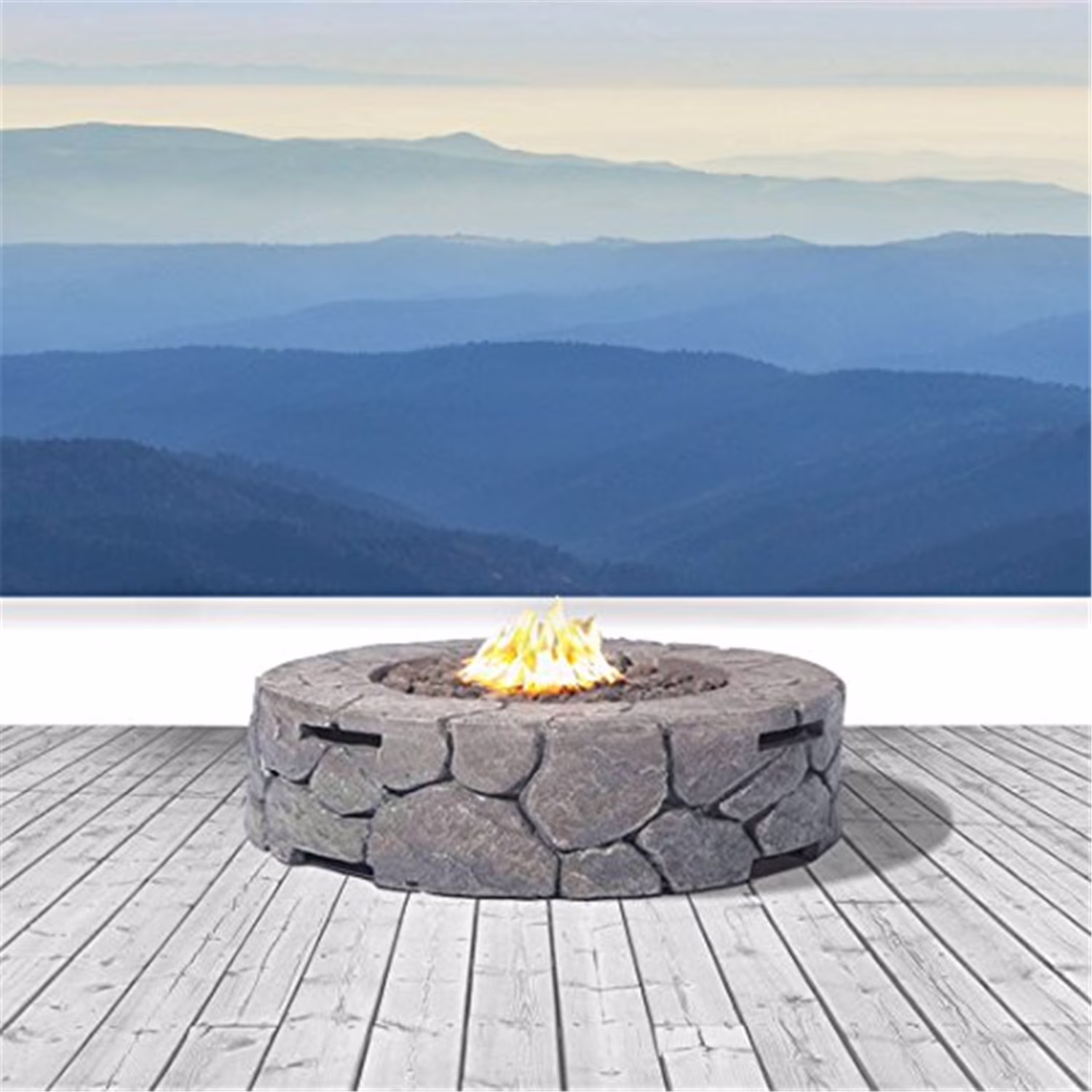 Living Source International Modern Concrete Propane Fire Pit in Concrete Gray
