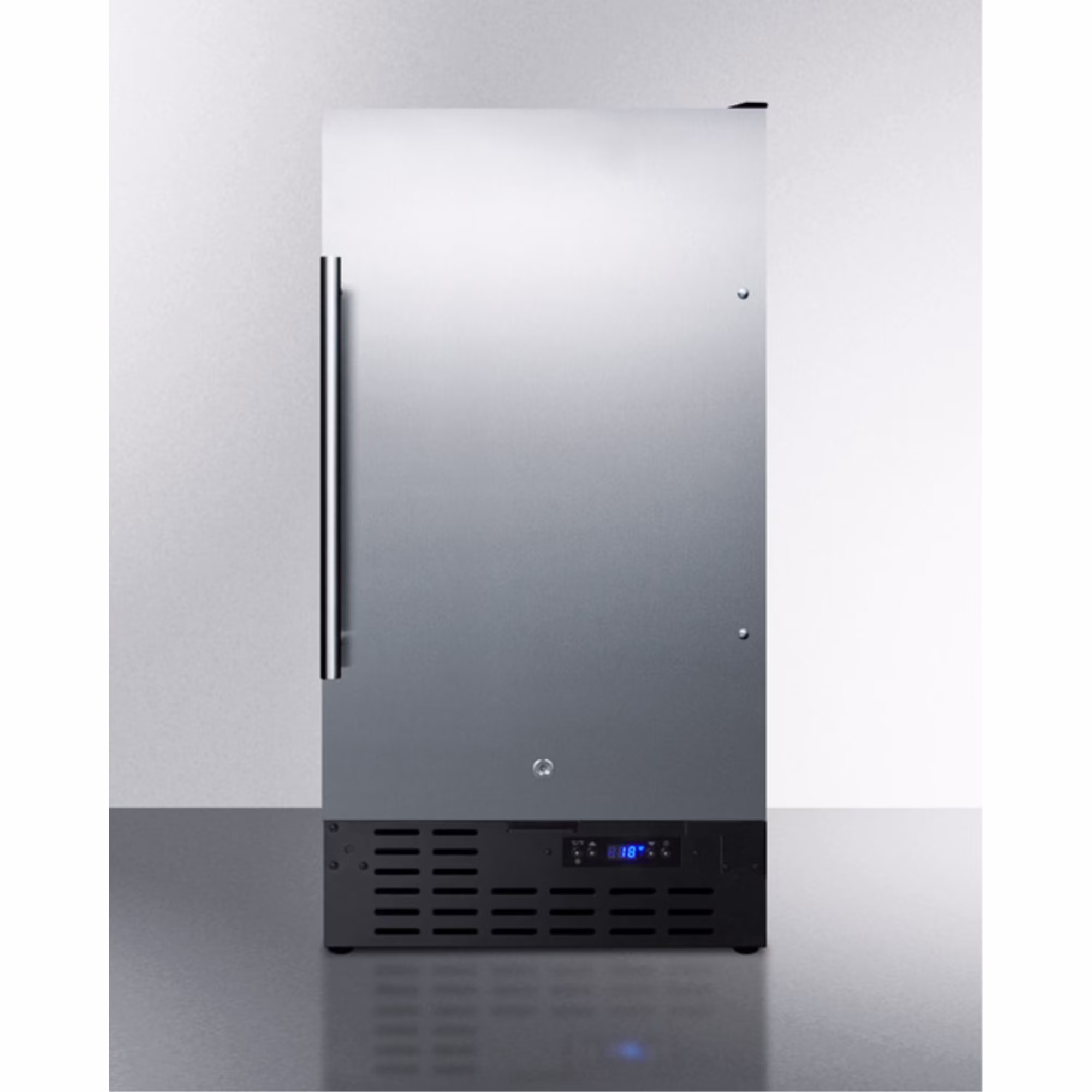 ADA compliant 18" wide frost-free freezer built-in or freestanding use, with SS door, black cabinet, lock, and digital thermostat