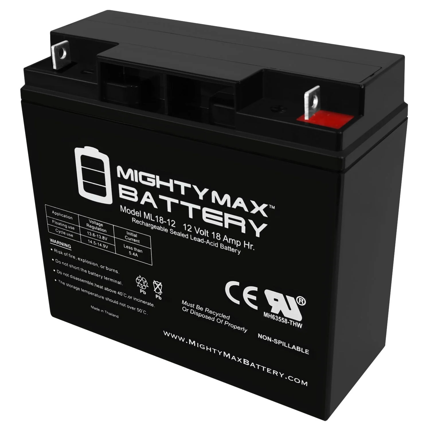 ML18-12 - 12V 18AH New SLA AGM Battery for YardWorks Electric Lawn Mower