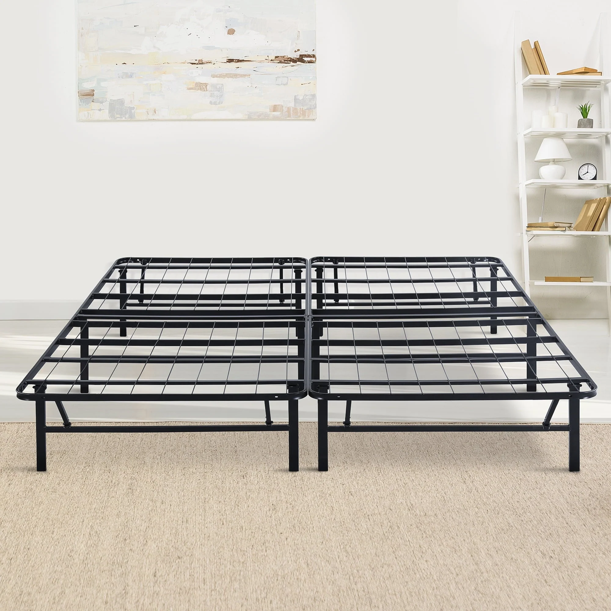 GrandRest 14'' Adult Elegant Metal Bed Frame with Foldable Legs, King