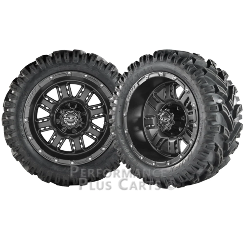 Transformer 14" Matte Black Golf Cart Wheels w/ 23" Mud Tires - Set of 4 LIFTED