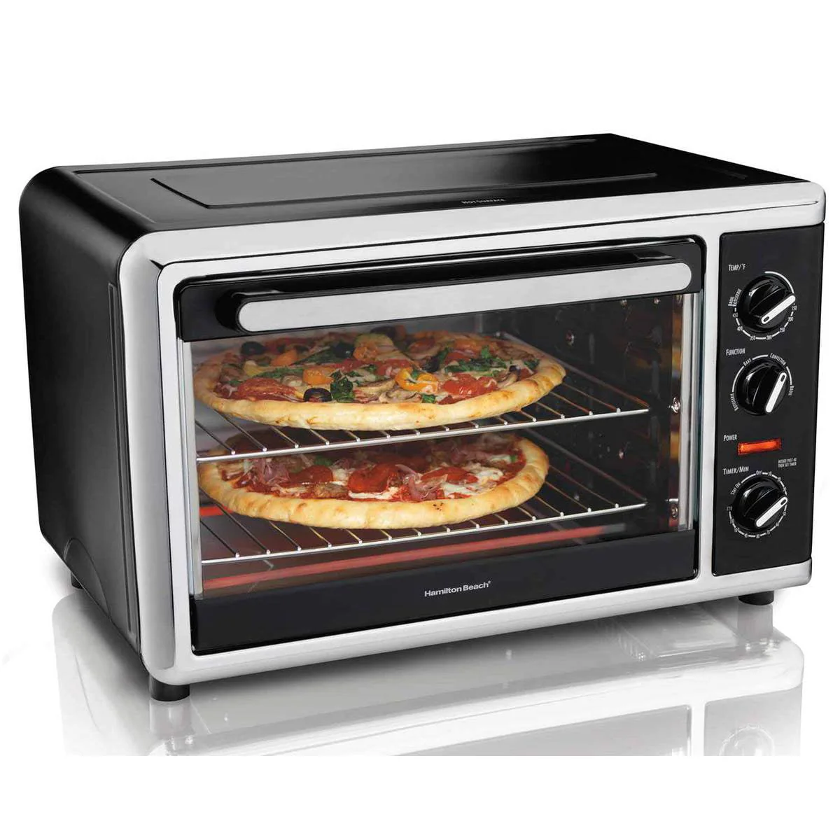 Hamilton Beach Countertop Oven with Convection and Rotisserie, Baking, Broil, Extra Large Capacity, Silver, 31105