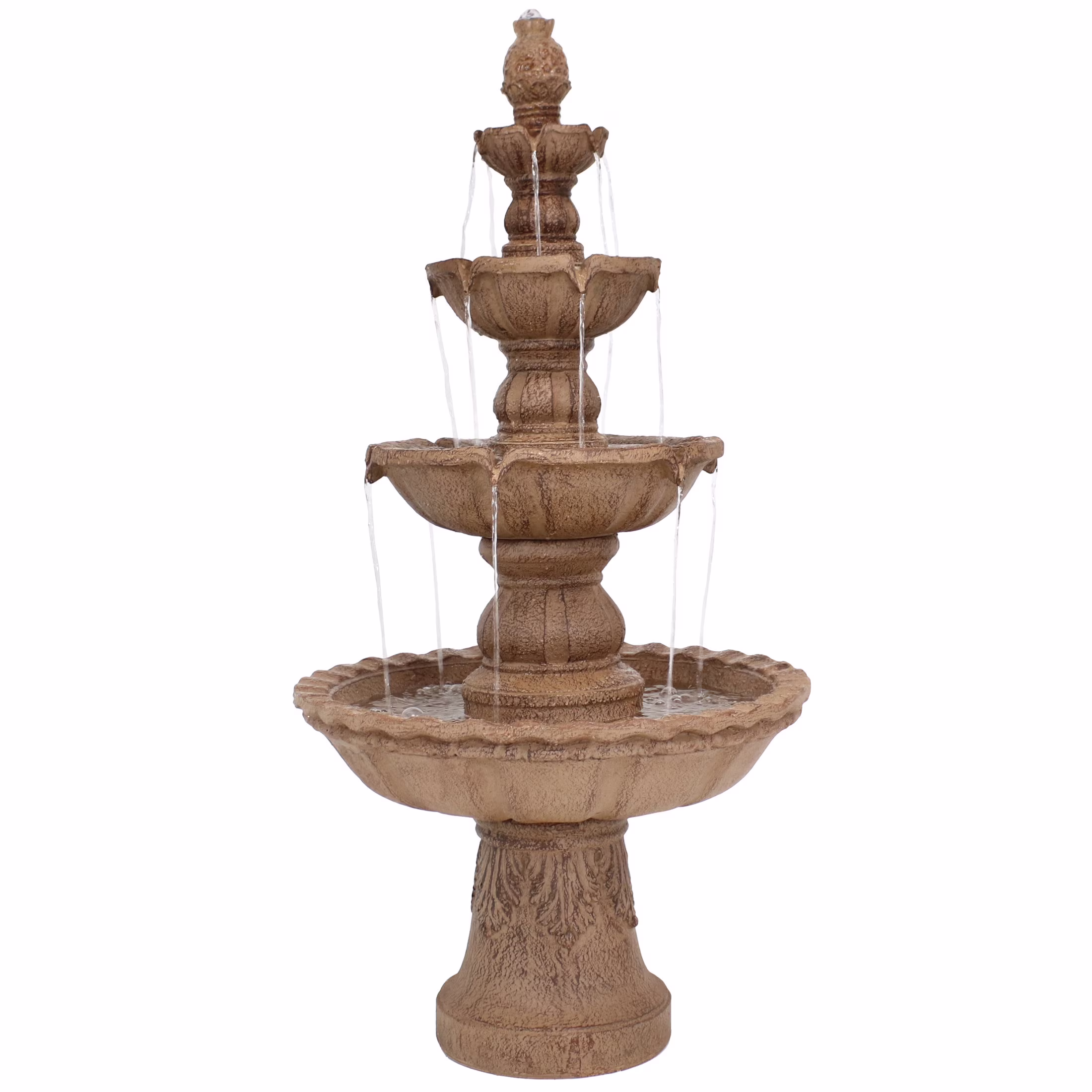 Sunnydaze Pineapple Traditional Earth Resin 4-Tier Outdoor Water Fountain