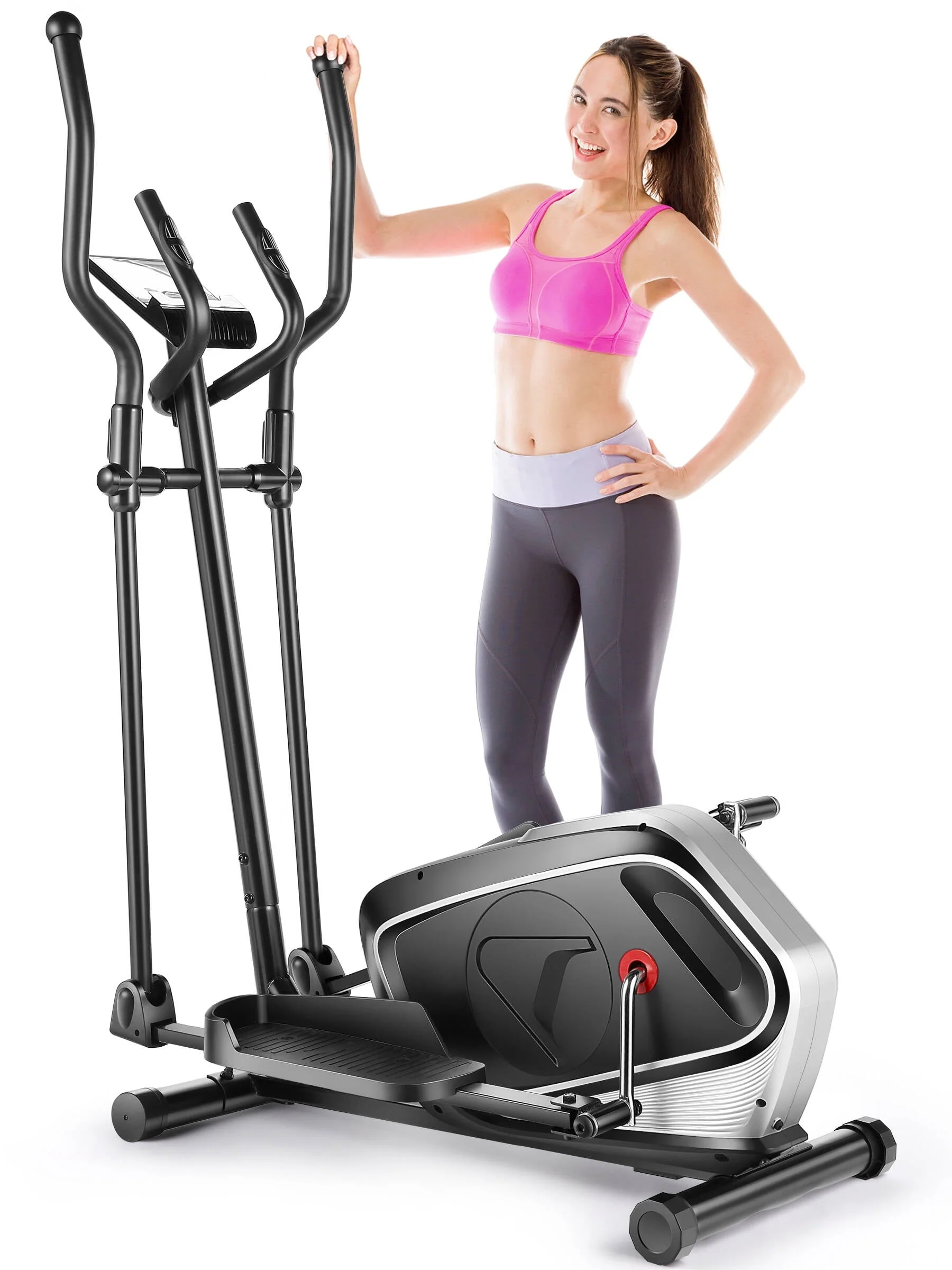 VIBESPARK Elliptical Machine 16 Levels Elliptical Trainers with Heart Rate Sensor LCD Monitor Smooth Quiet Driven for Home Gym Office 390lbs Capacity 15inch Stride Length Sliver