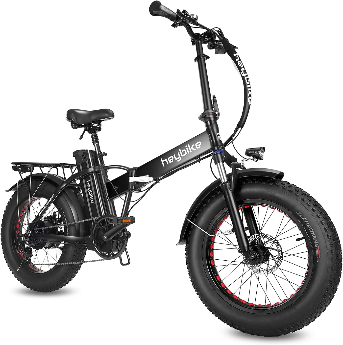 Heybike Mars Electric Bike Foldable 20" x 4.0 Fat Tire Electric Bicycle with 500W Motor, 48V 12.5AH Removable Battery, Dual Shock Absorber Ebike for Adults