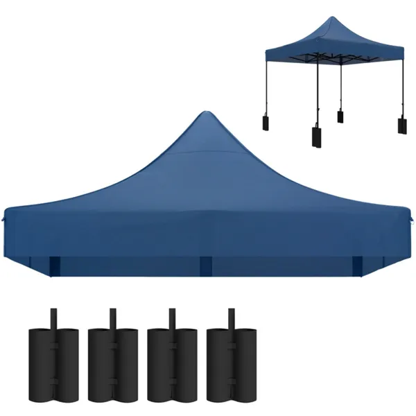 Replacement 118.1" x 118.1" Navy Blue Canopy Top, UPF50+, Weight Bags