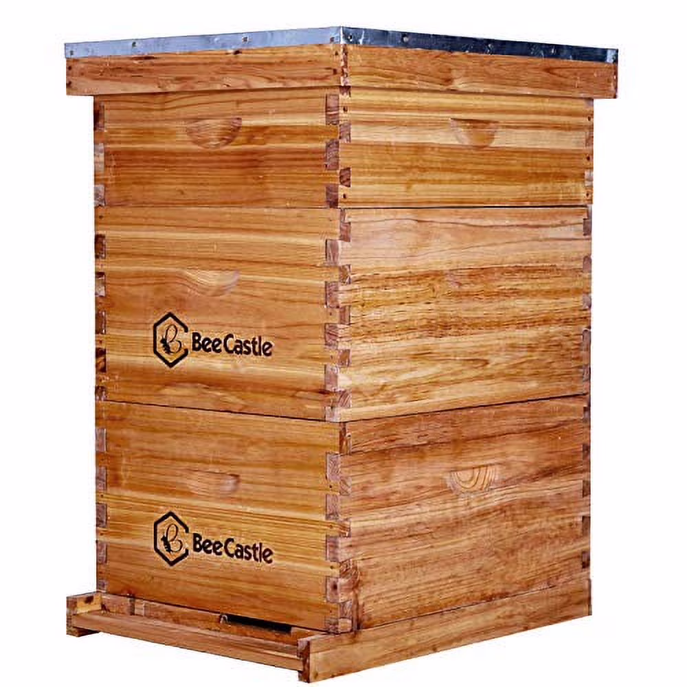 Bee Castle 10-Frame Beeswaxed Complete Bee Hives Kit with 2 Deep Box and 1 Medium Box