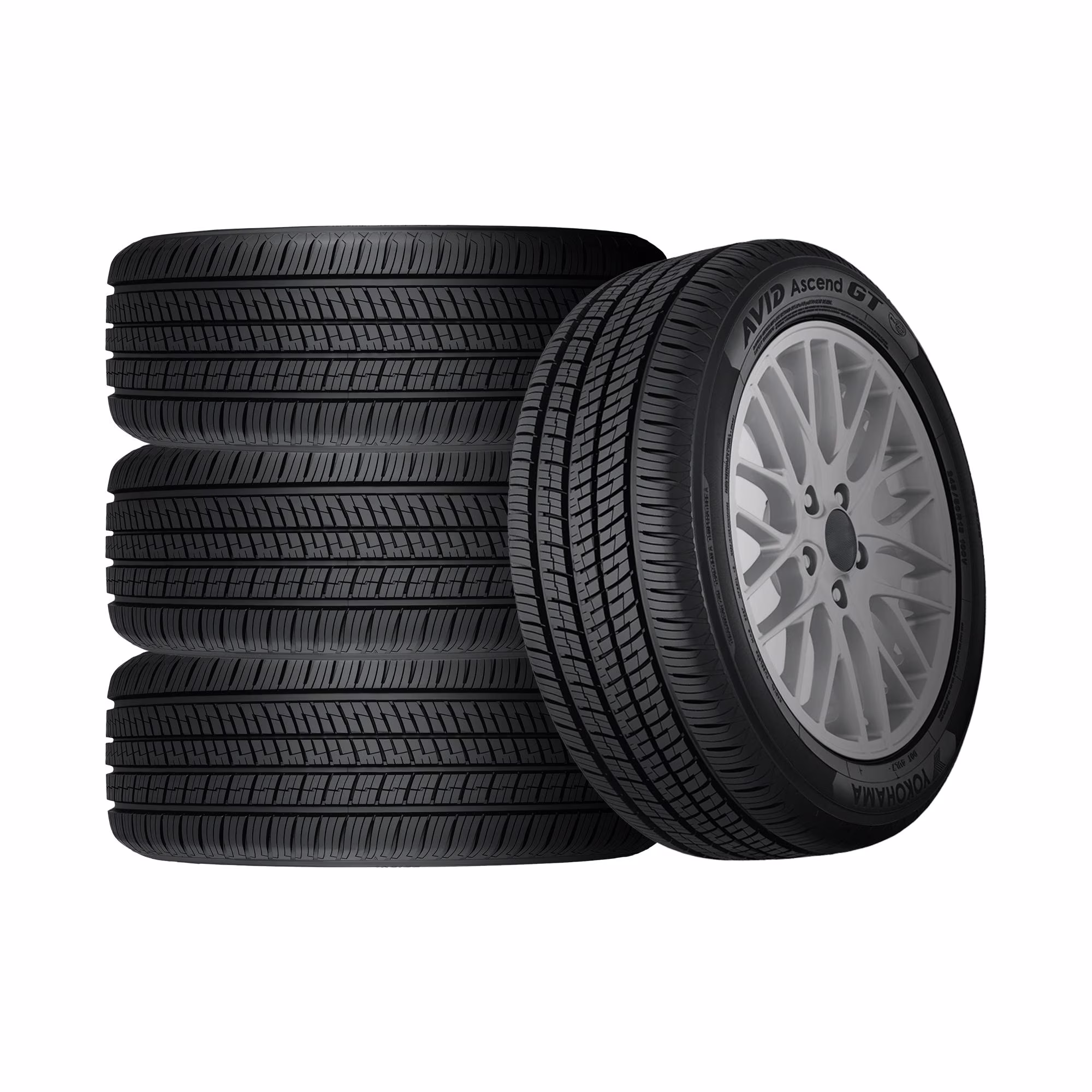 Set of 4 Yokohama Avid Ascend GT 225/55R17 97V Tires Fits: 2016-19 Chevrolet Malibu Hybrid, 2011-13 Chevrolet Impala LT
