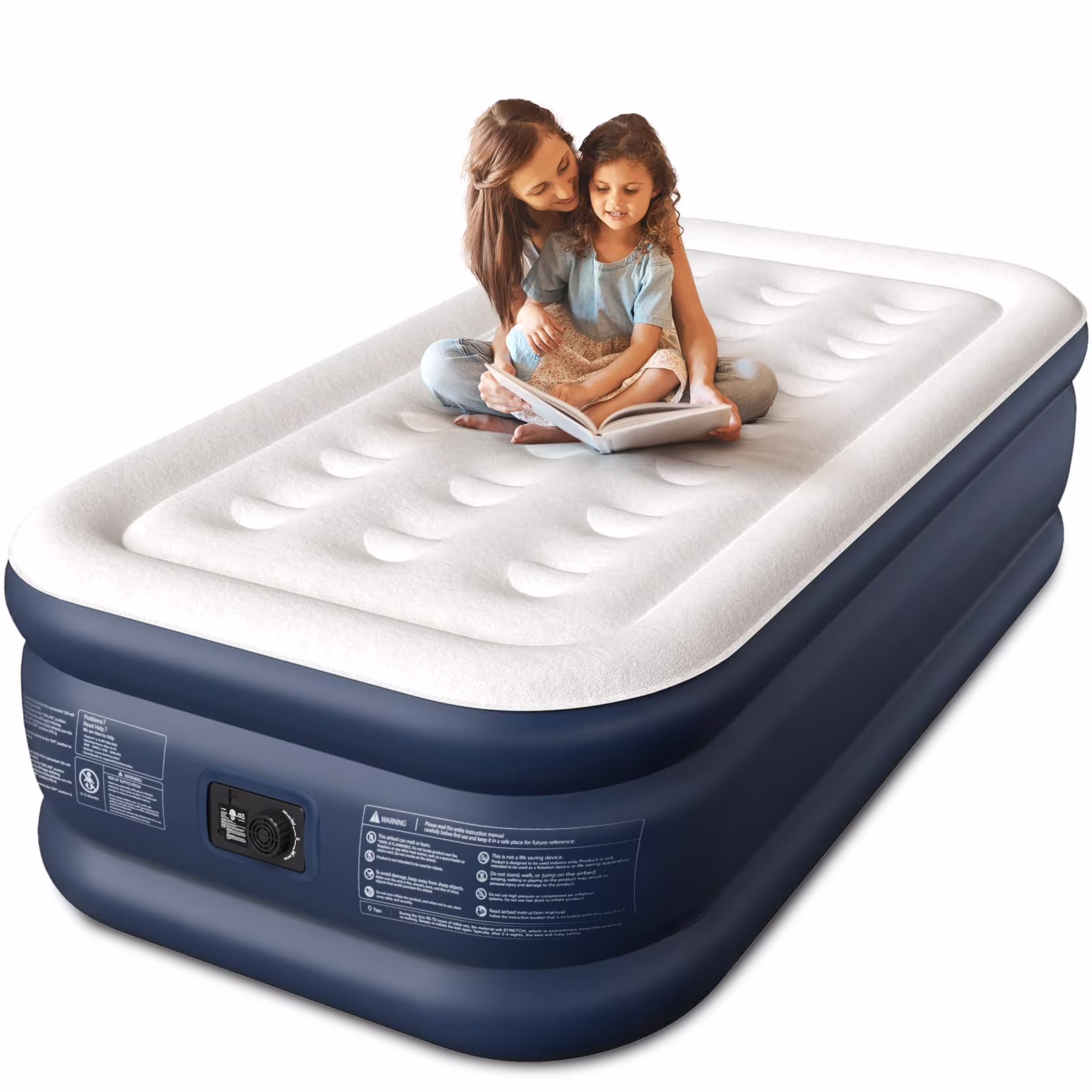Twin XL Air Mattress with Built-in Pump, 18" Raised Comfort, 80�� Length, 48Hr Leak-Proof Test, Upgraded Honeycomb Pillar Design, Supports 500 lbs, 2-Min Inflation for Home, Guests & Camping