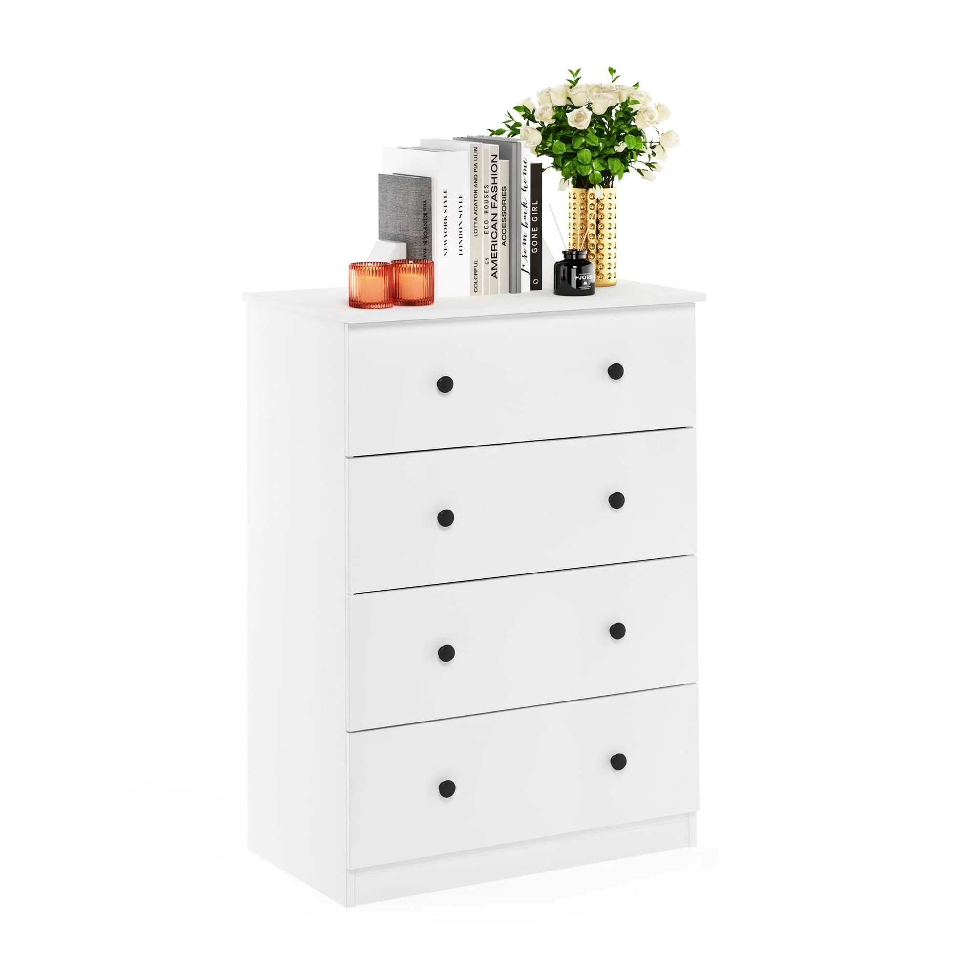 Furinno Tidur Simple Design 4-Drawer Dresser, Americano