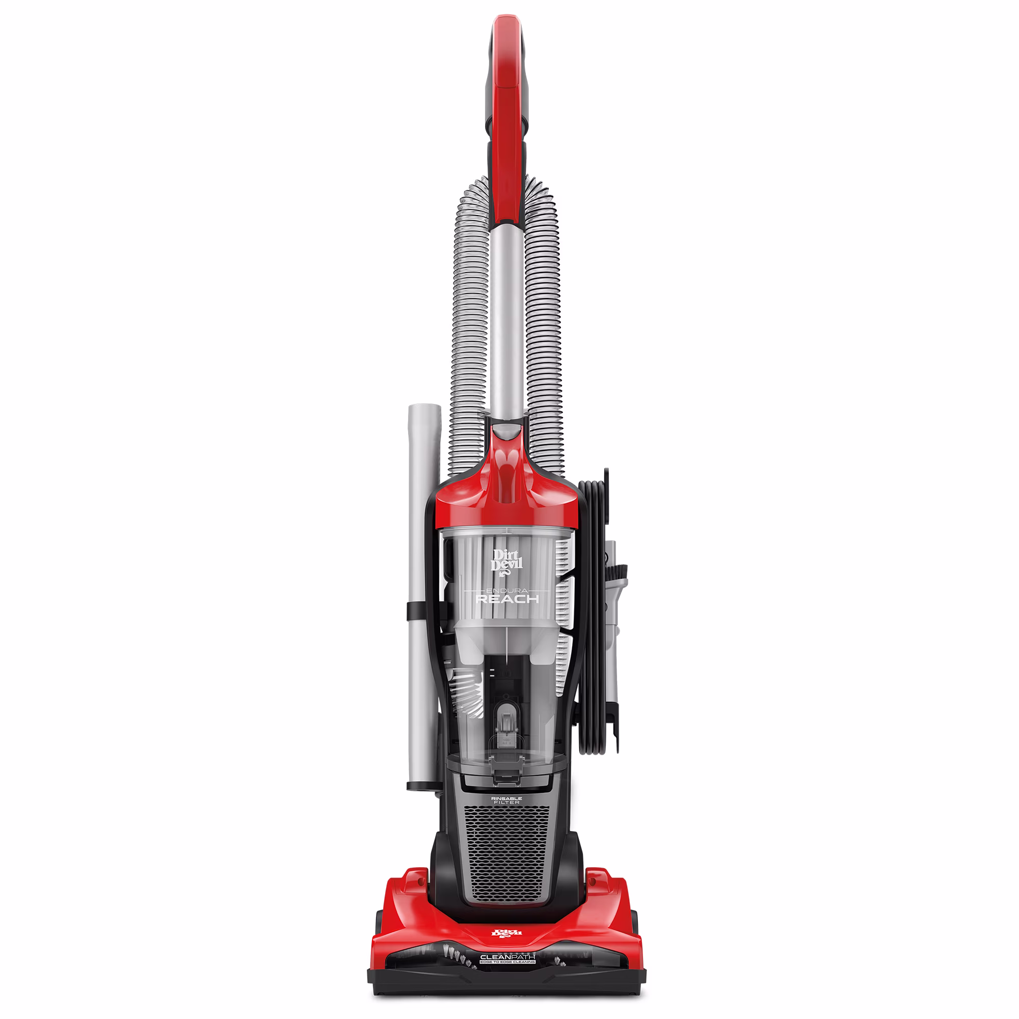 Dirt Devil Endura Reach Upright Bagless Vacuum Cleaner for Carpet and Hard Floor, Lightweight, Corded, UD20124, Red
