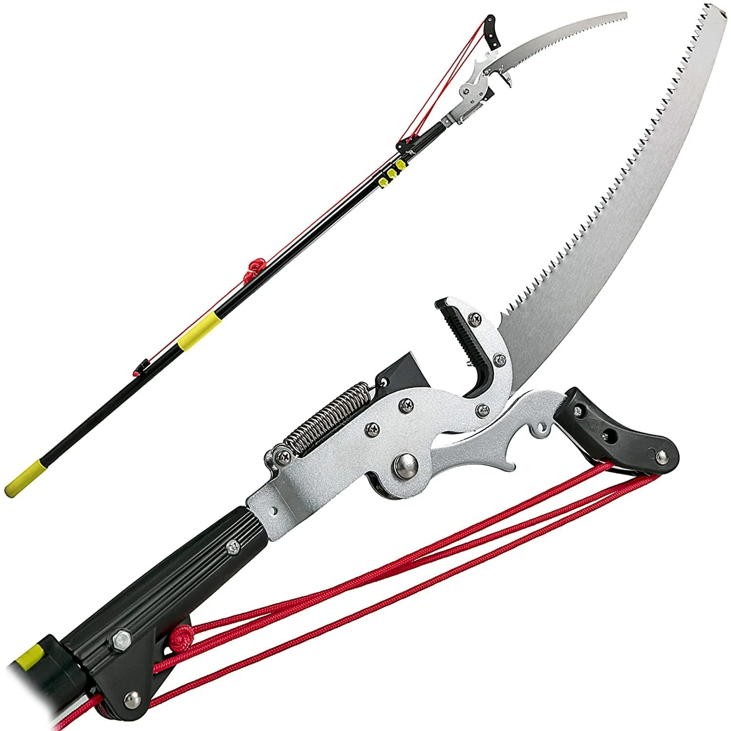 VEVOR Extendable Pole Pruning Saw 5.4~17.7ft, Telescopic Tree Pruner Pole Saw w/ 3-Sided Blade SK5 Cutting Blade