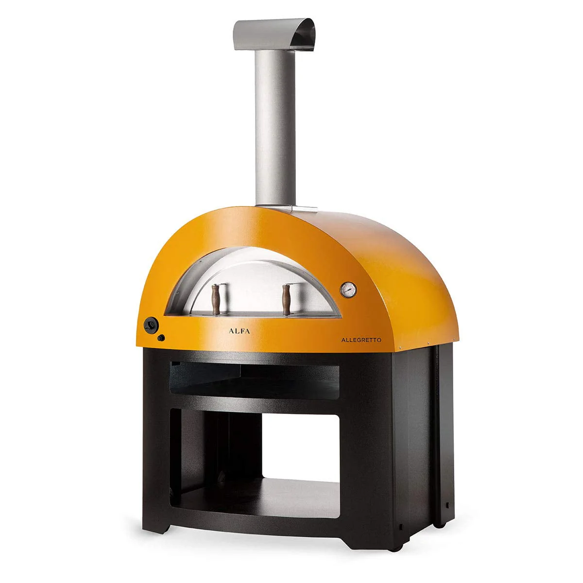 Alfa Allegro Outdoor Steel Italian Wood Fired Pizza Oven with Base, Yellow