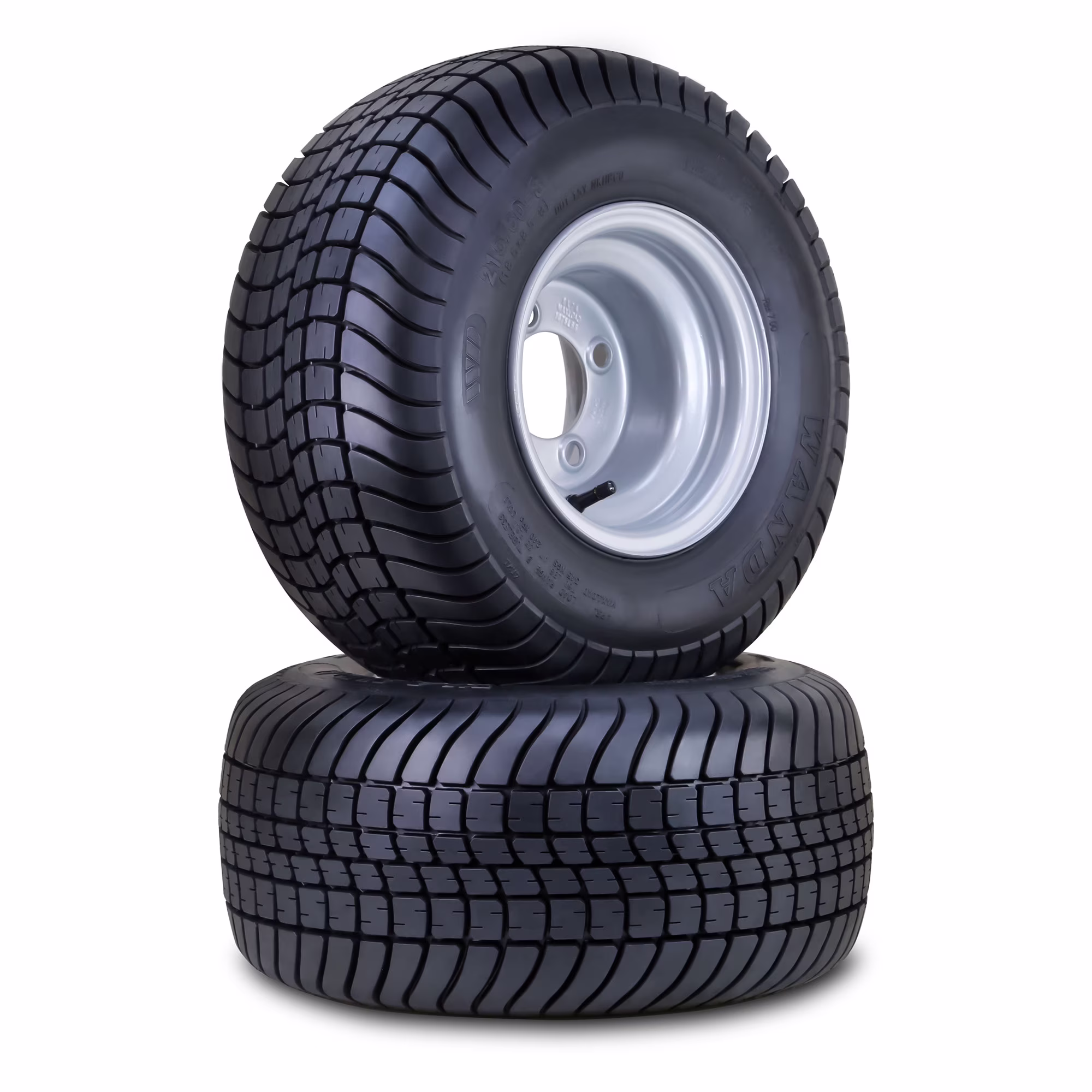 WANDA Golf Cart Tire Wheel Assembly 215/60-8 4-Ply with 4 Lugs on 4" PCD Silver Rim ,SET 2 -14010