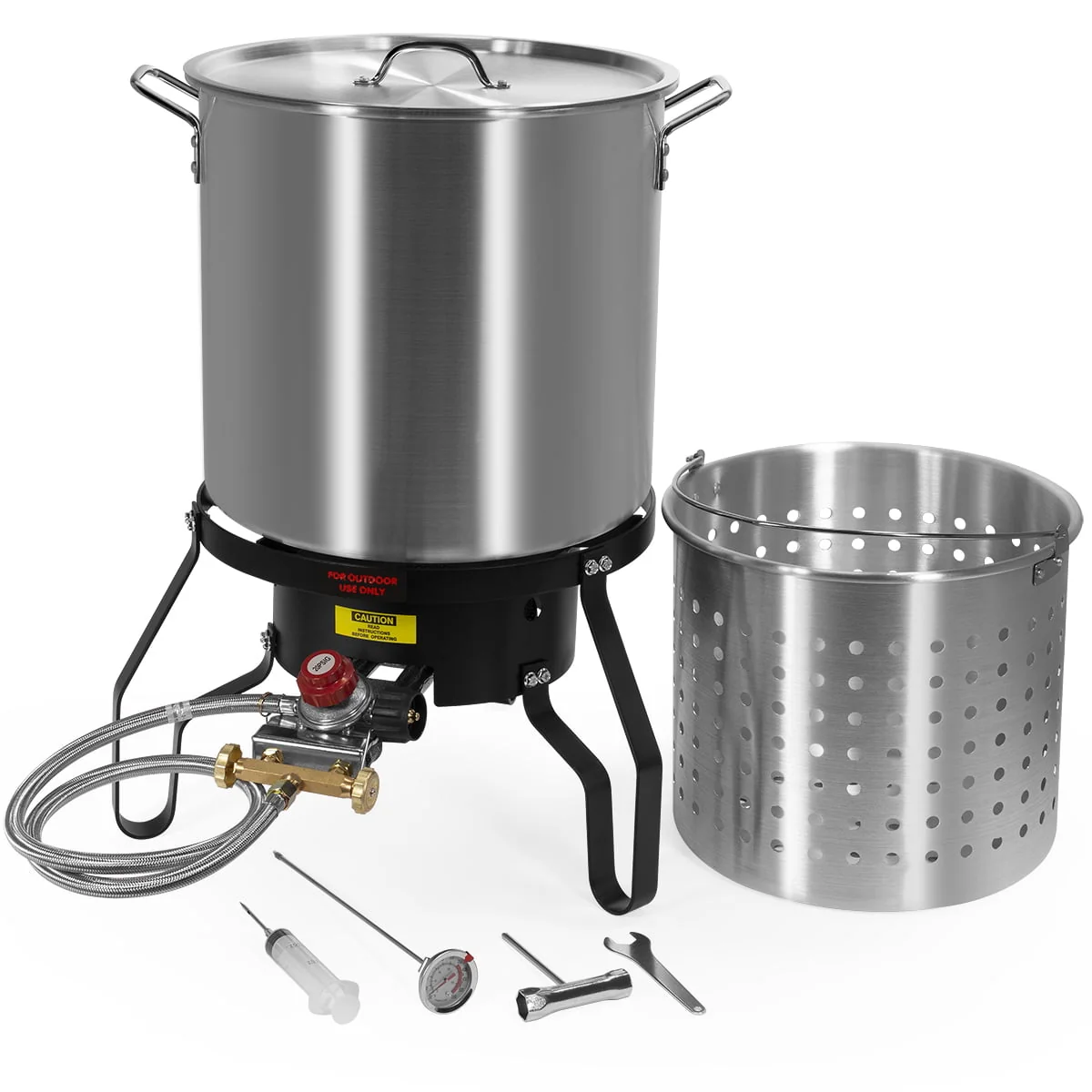 Barton 52 QT Aluminum Turkey Fryer Steamer 80,000 BTU Cast Iron Burner Fair Clam Bake Pot Large Capacity