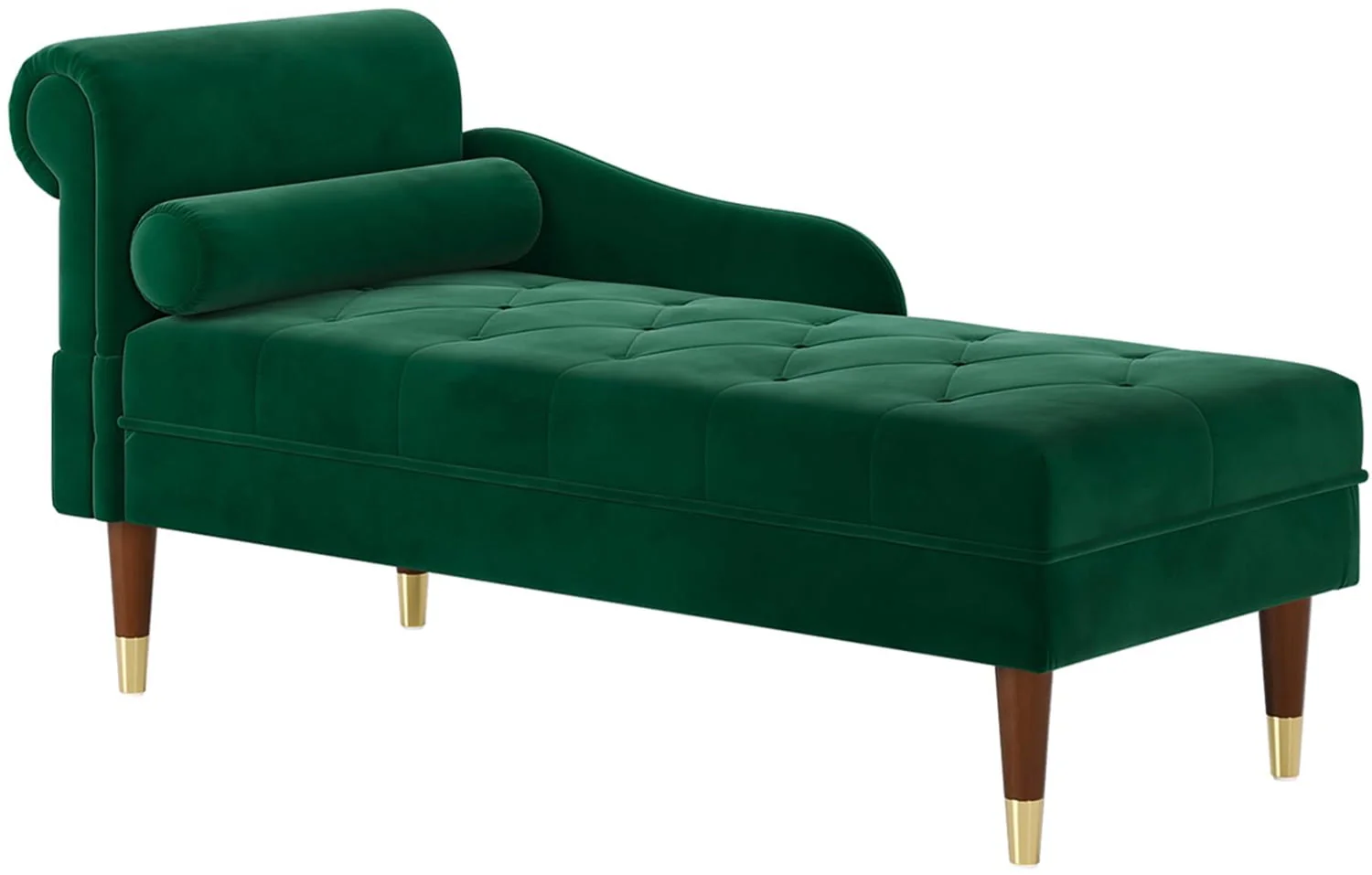 Chaise Lounge Indoor,Vesgantti 59" Velvet Modern Lounge Chair Upholstered with Arm Lumbar Pillow Sofa Chair for Living Room Office,Green
