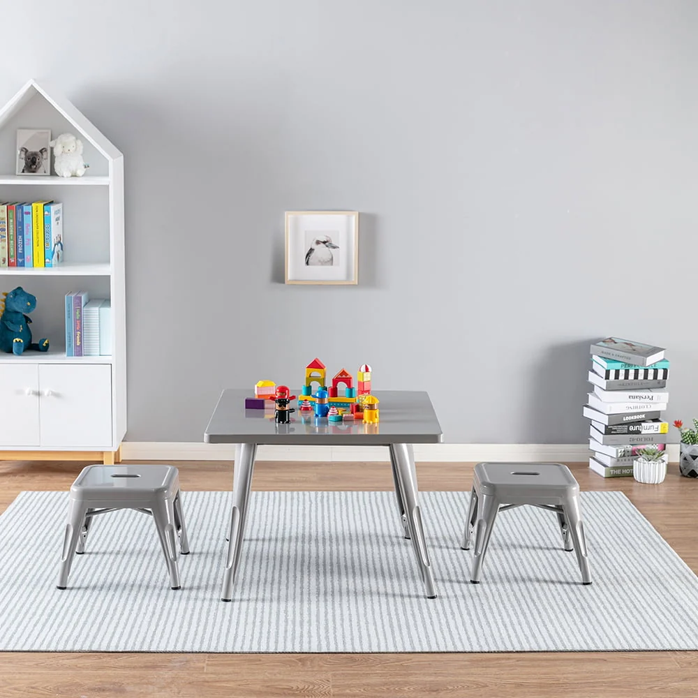 Harper & Hudson Kids Metal Stools, Gray
