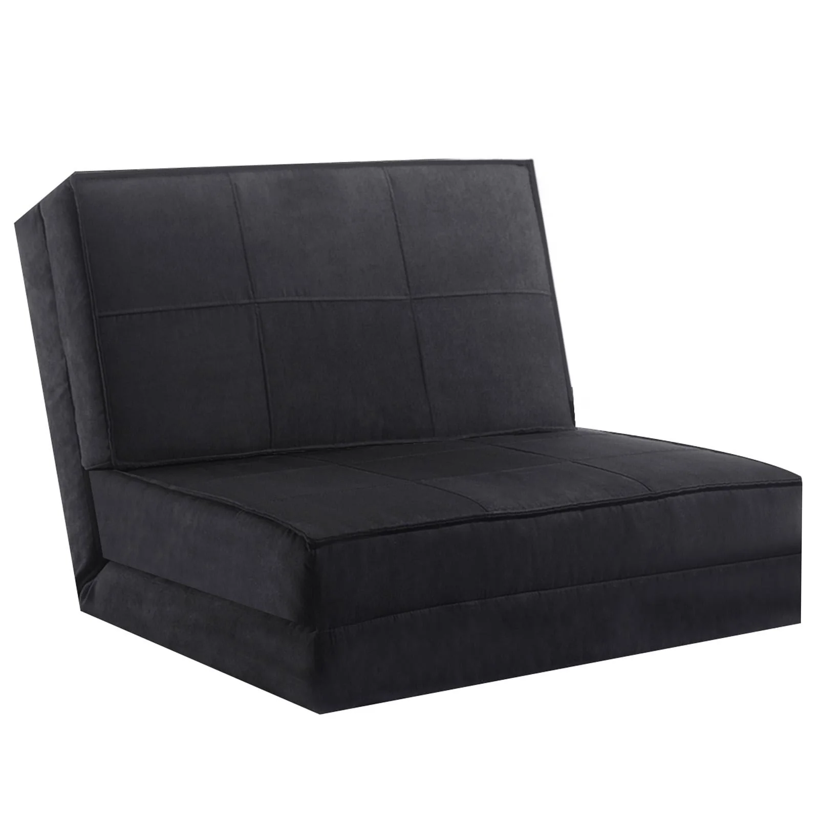 Giantex 5-Position Adjustable Floor Couch Sofa, Folding Convertible Sponge Padded Flip Chair w/Soft Suede Cover, 3-in-1 Guest Chaise Lounge Mattress Bed for Reading Gaming Sleeping, Black