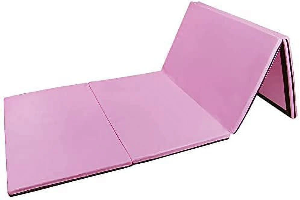 Polar Aurora 4 Ft. 10 Ft. x 2 Ft. Thick Folding Gymnastics Exercise Aerobics Stretching Yoga Mat, Pink
