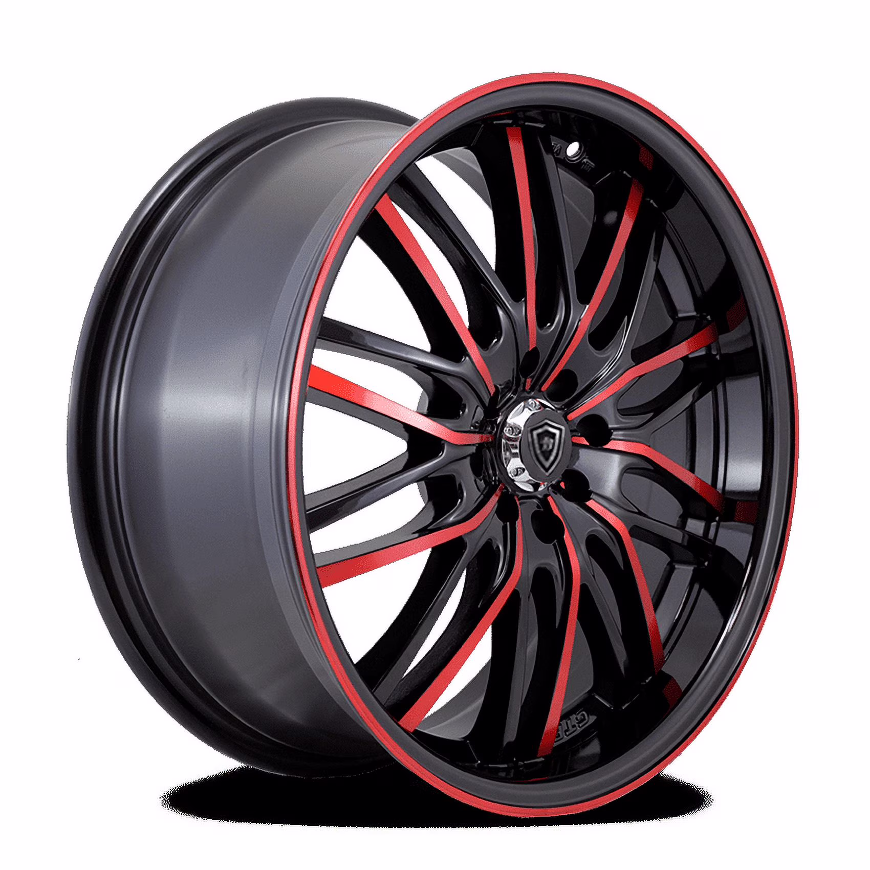 White Diamond Alloy 20" 6-135/139.7 Pattern 20X14" 6 Lugs, Black Red Face